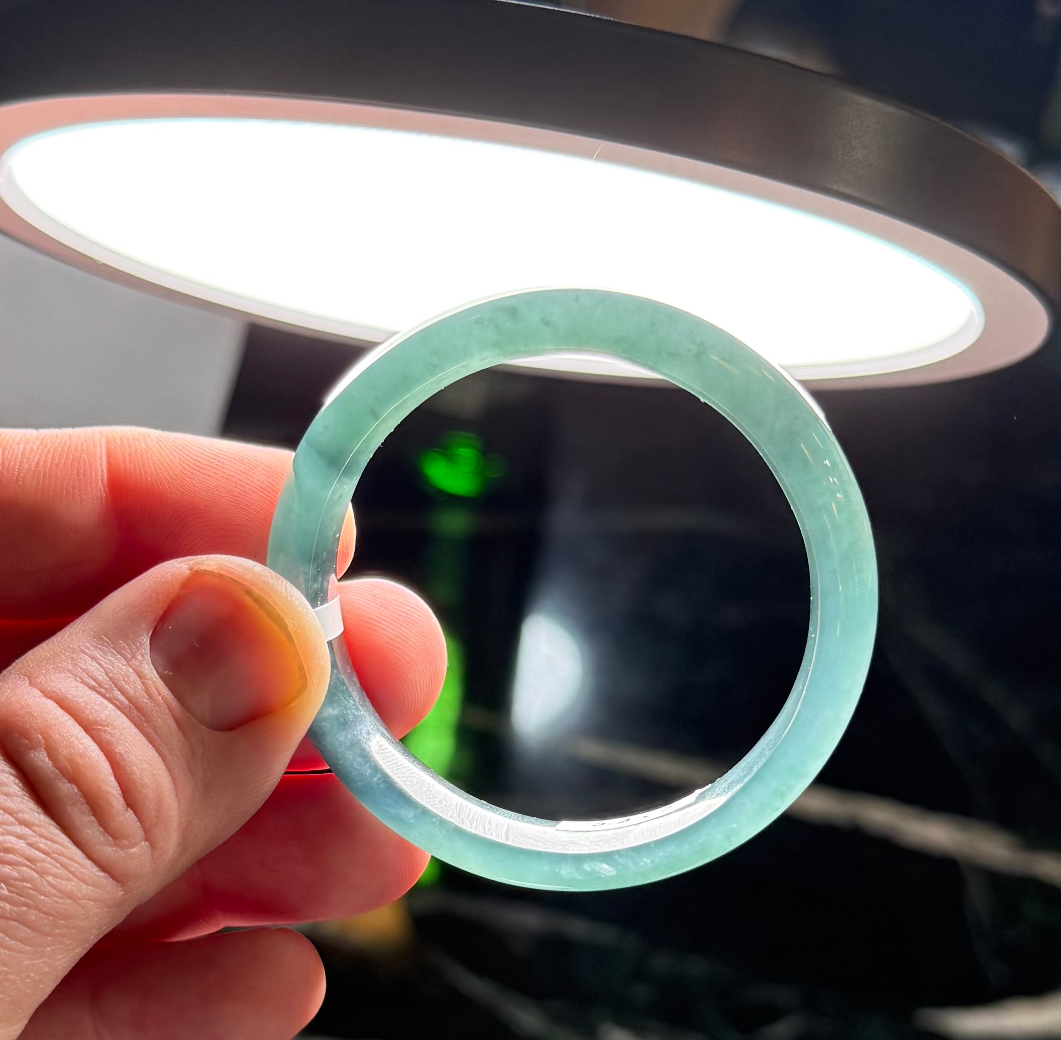 ICY Green Blue Guatemalan Honey Jade Bangle 53.5mm