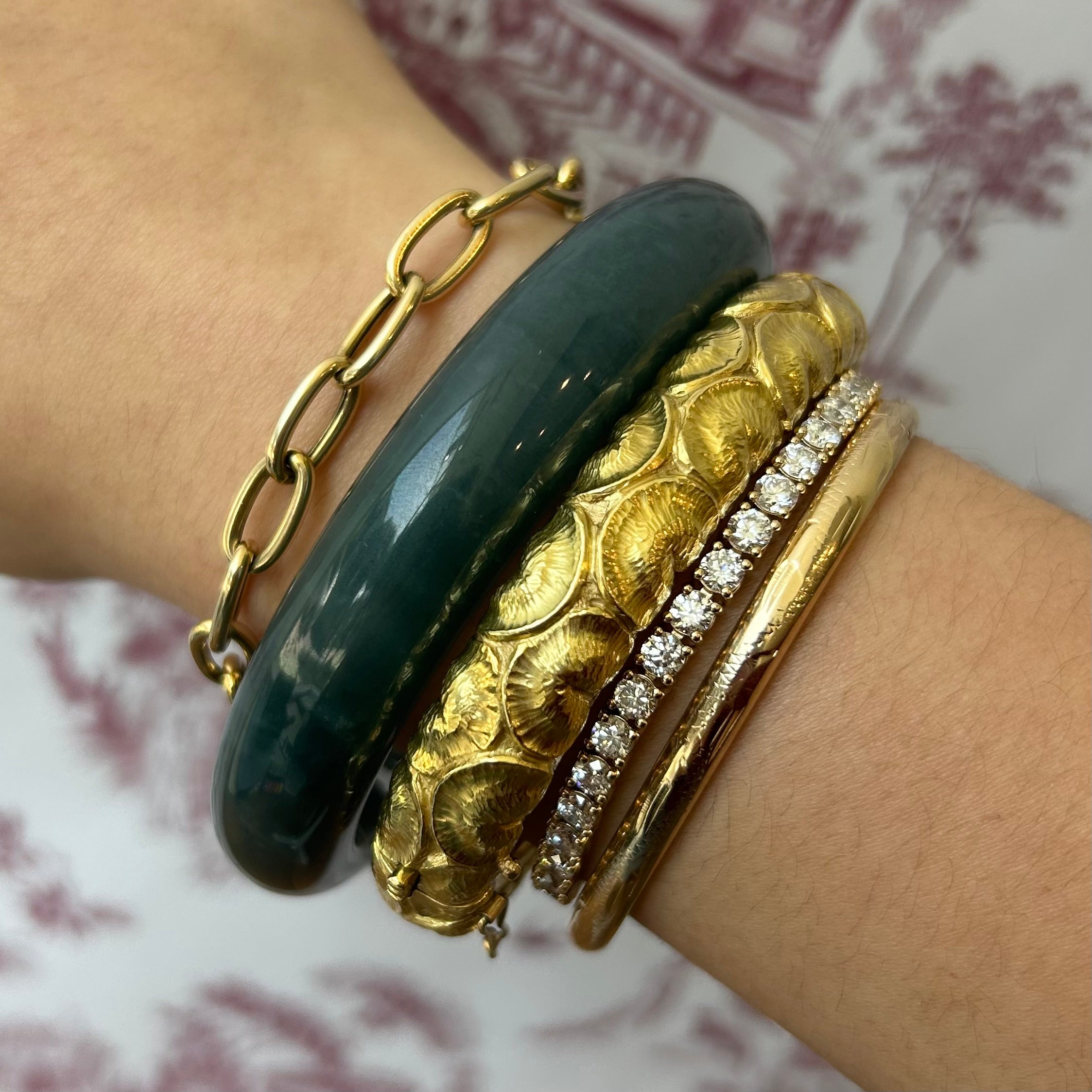 Green Blue Guatemalan Jade Bangle 66 mm