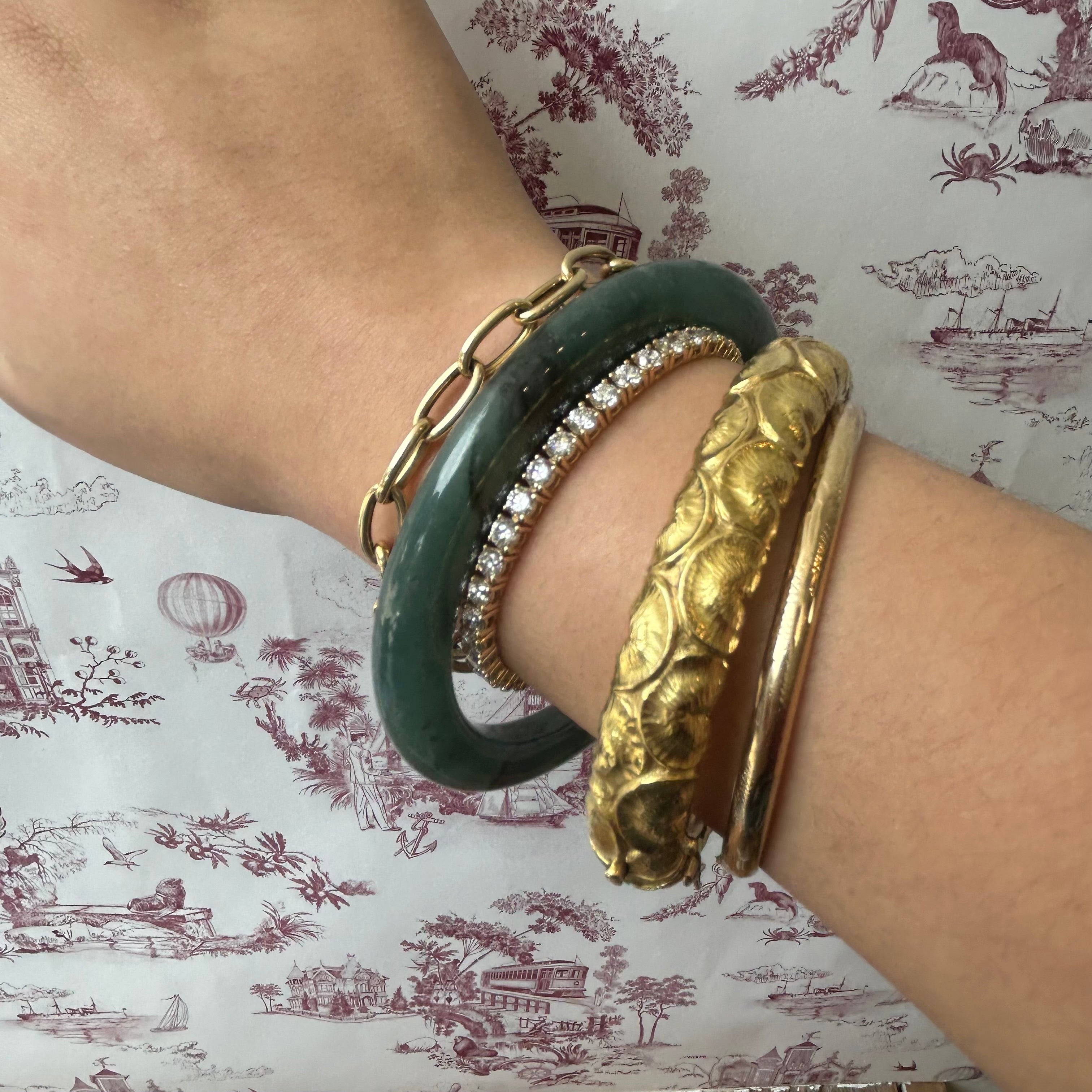 Green Blue Guatemalan Jade Bangle 67.5 mm