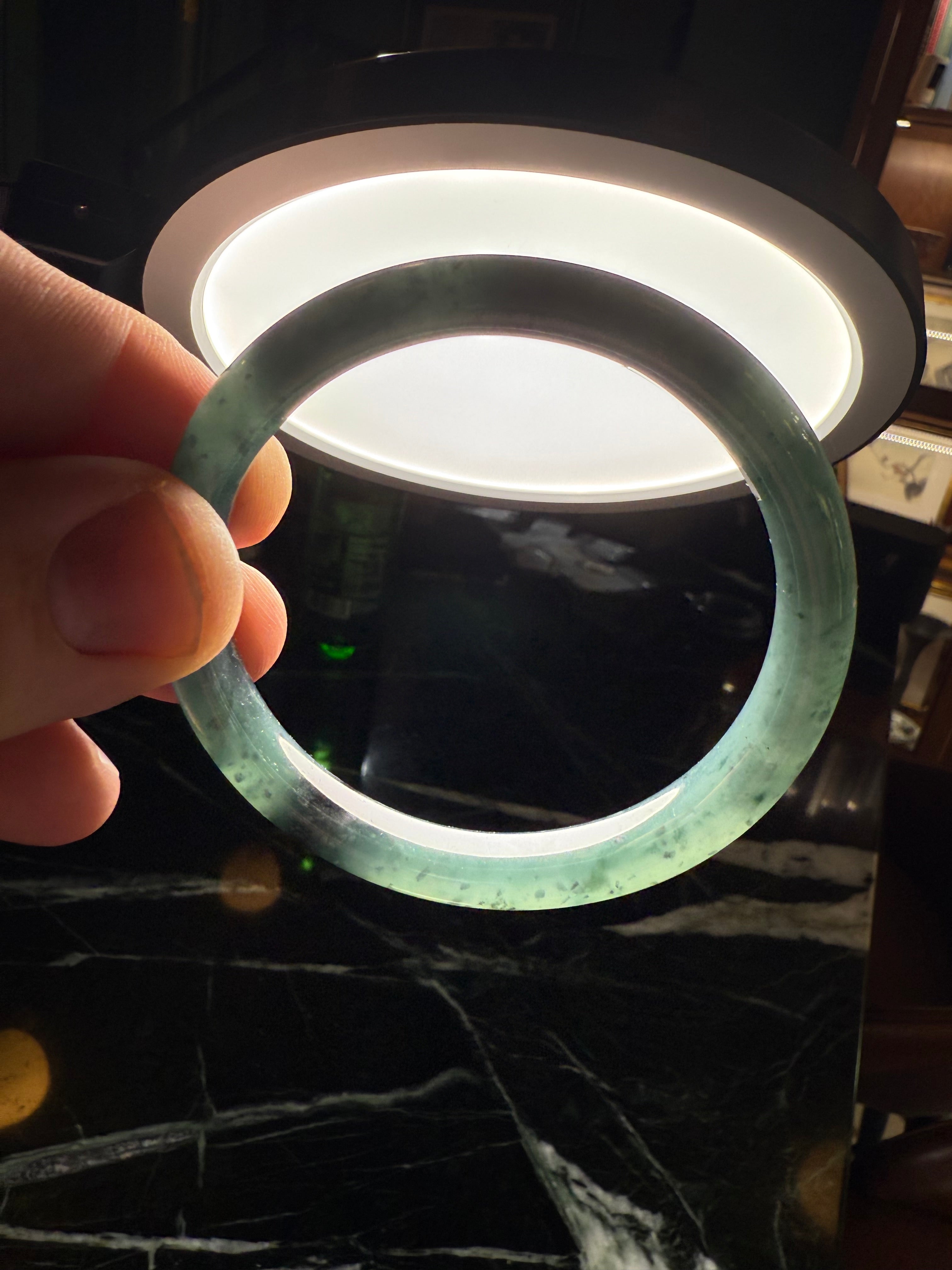 Green Blue Guatemalan Honey Jade Bangle 65mm