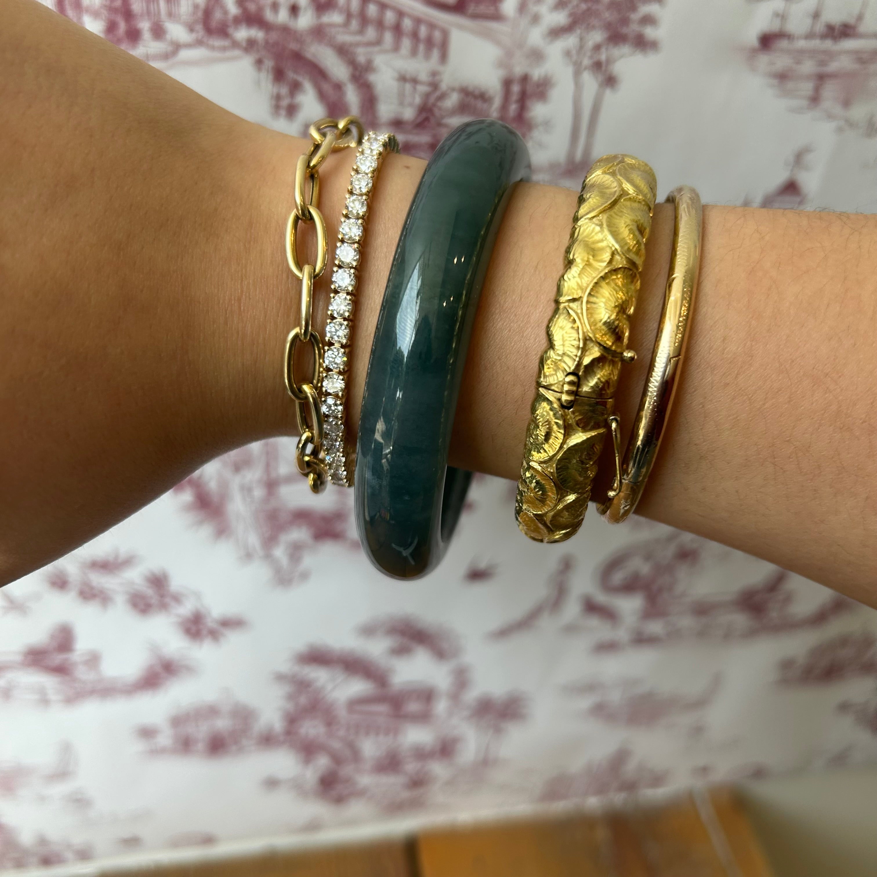 Green Blue Guatemalan Jade Bangle 67.5mm