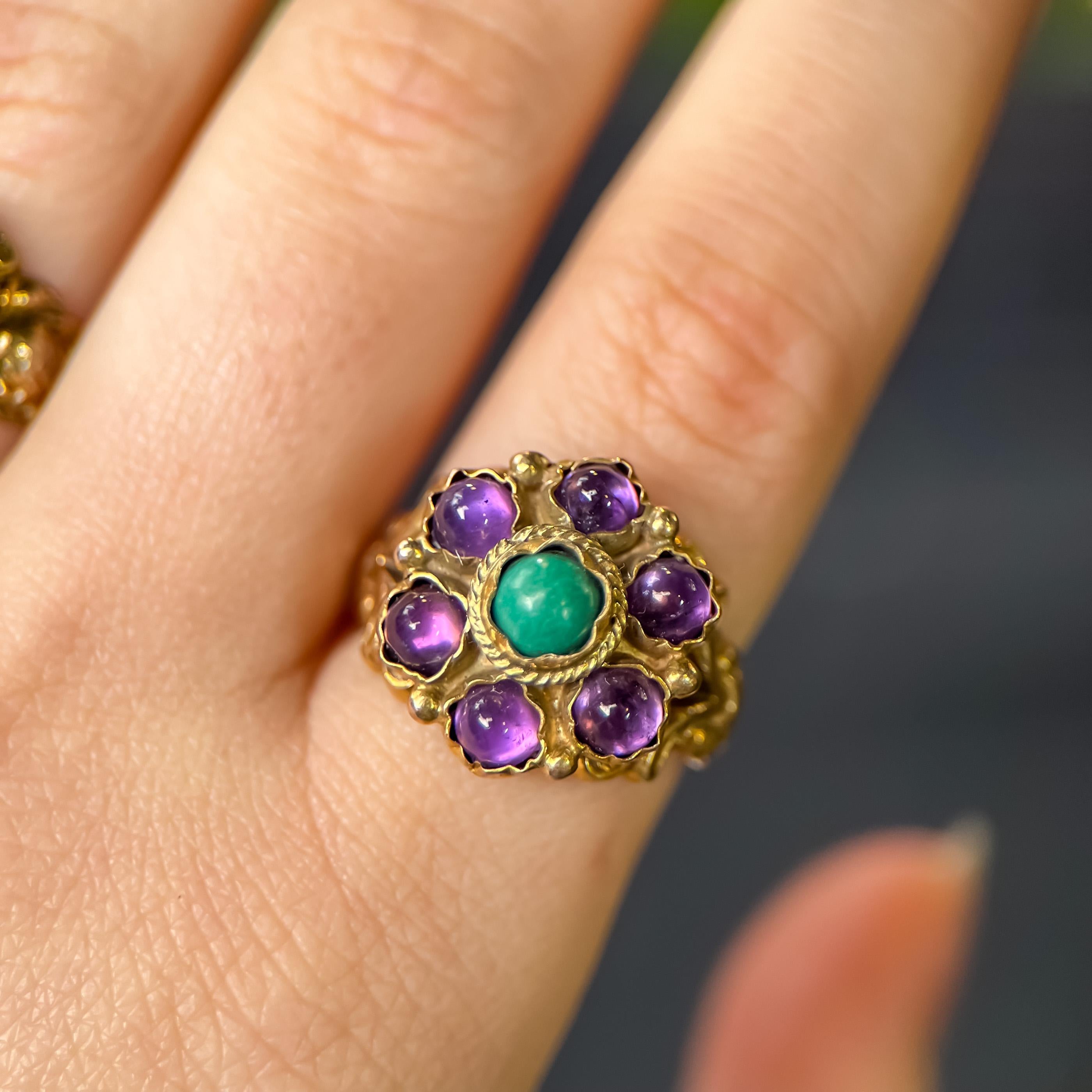 Victorian English 9ct Amethyst & Turquoise
