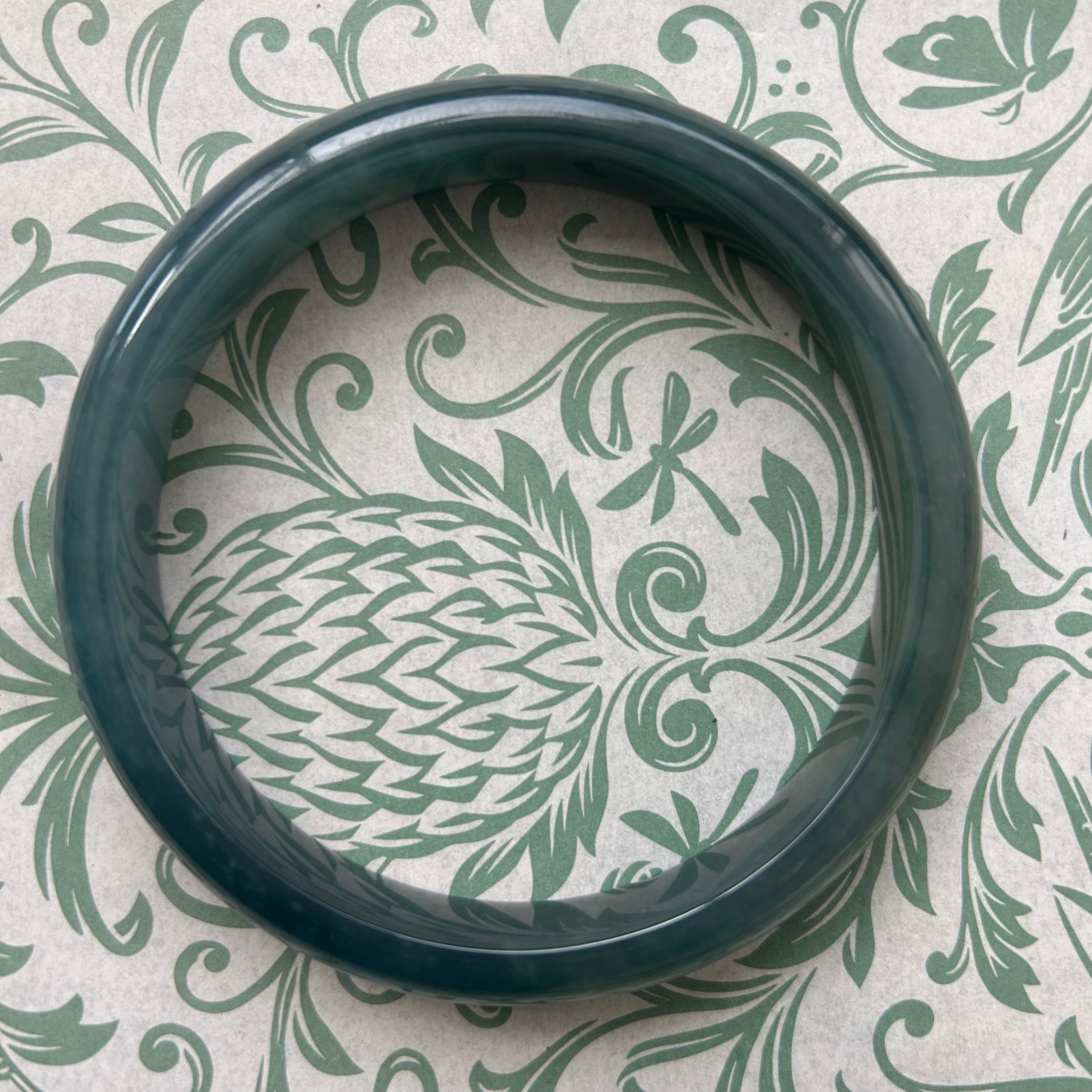 Green Blue Guatemalan Honey Jade Bangle 71mm