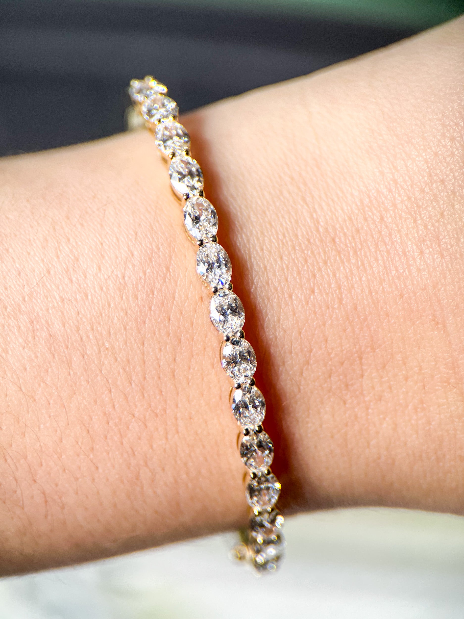 Oval Lab Grown Diamond Hinged Bangle