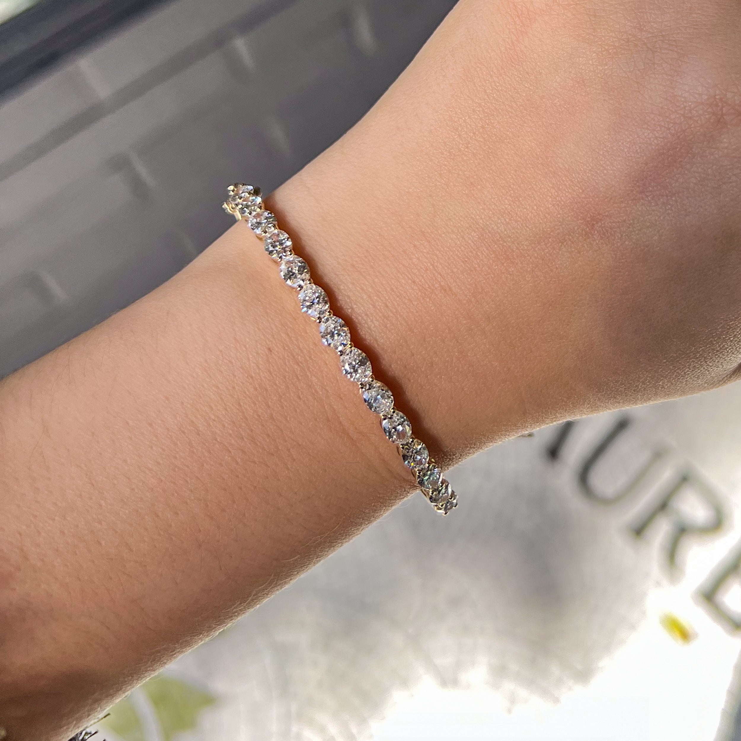 Oval Lab Grown Diamond Hinged Bangle