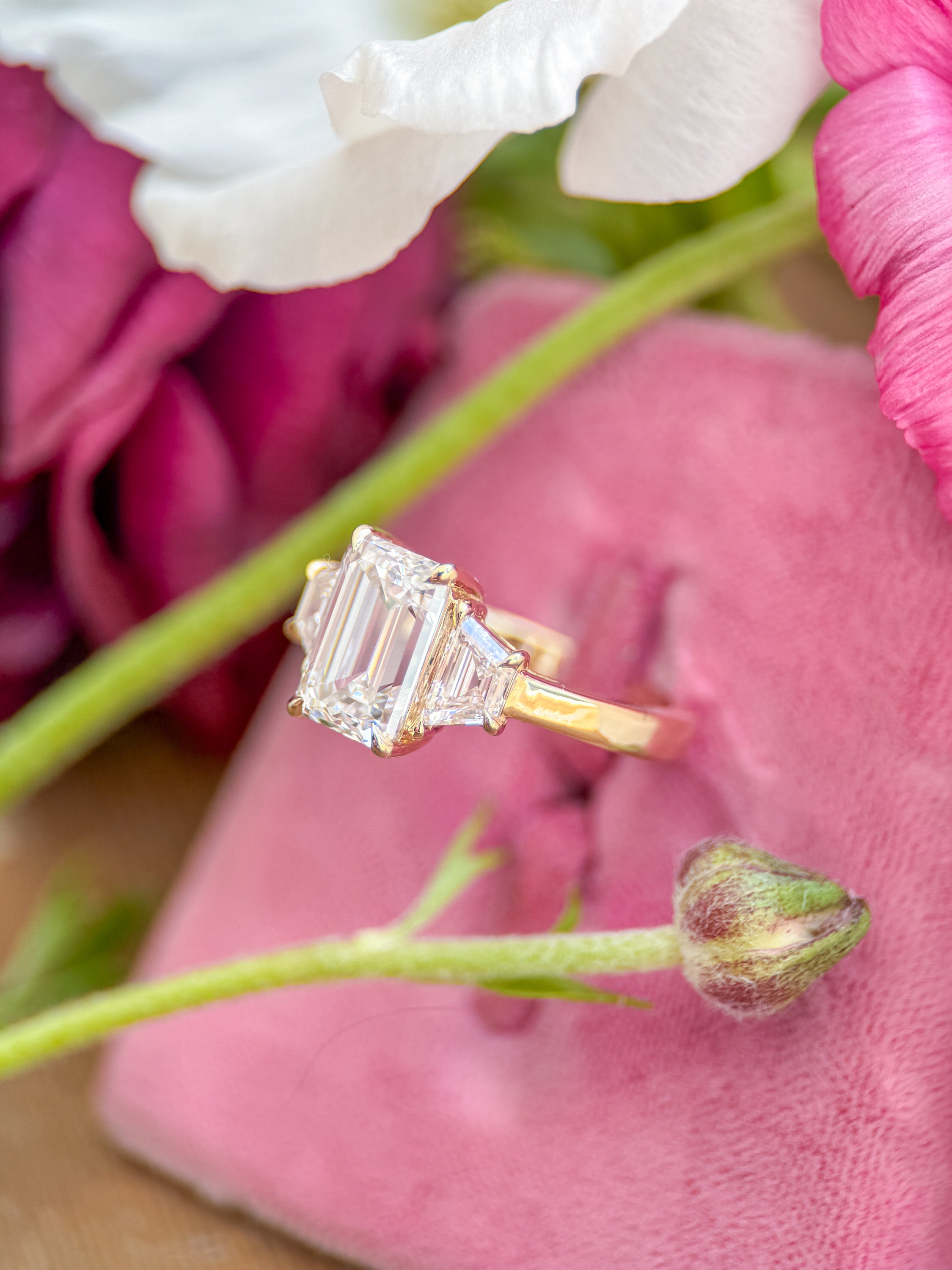 M & Co. Emerald Cut Engagement Ring with Cadillac Accents