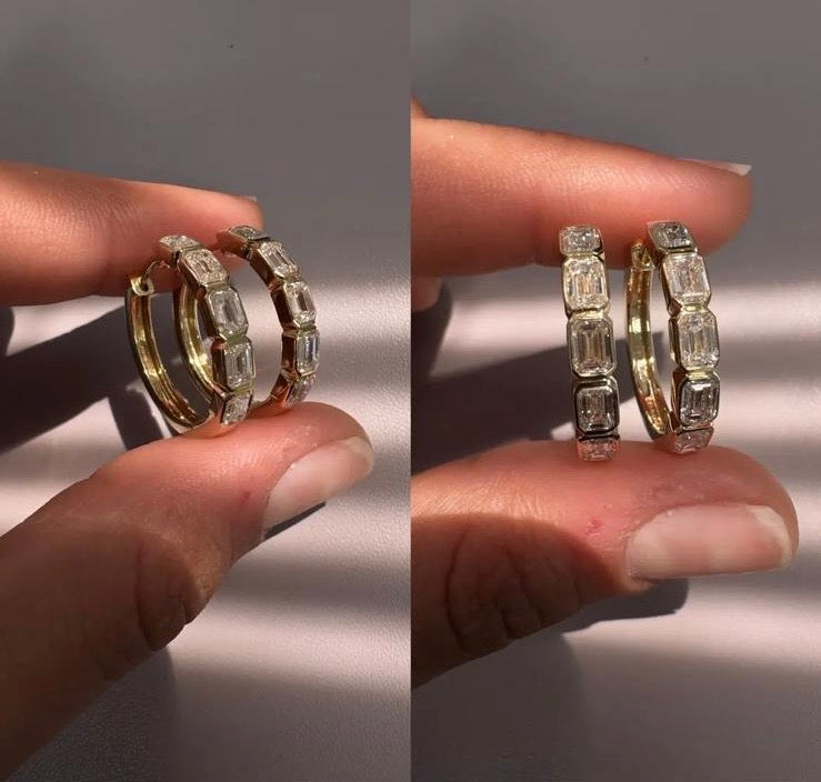 M & Co. Emerald Cut Hoop Earrings