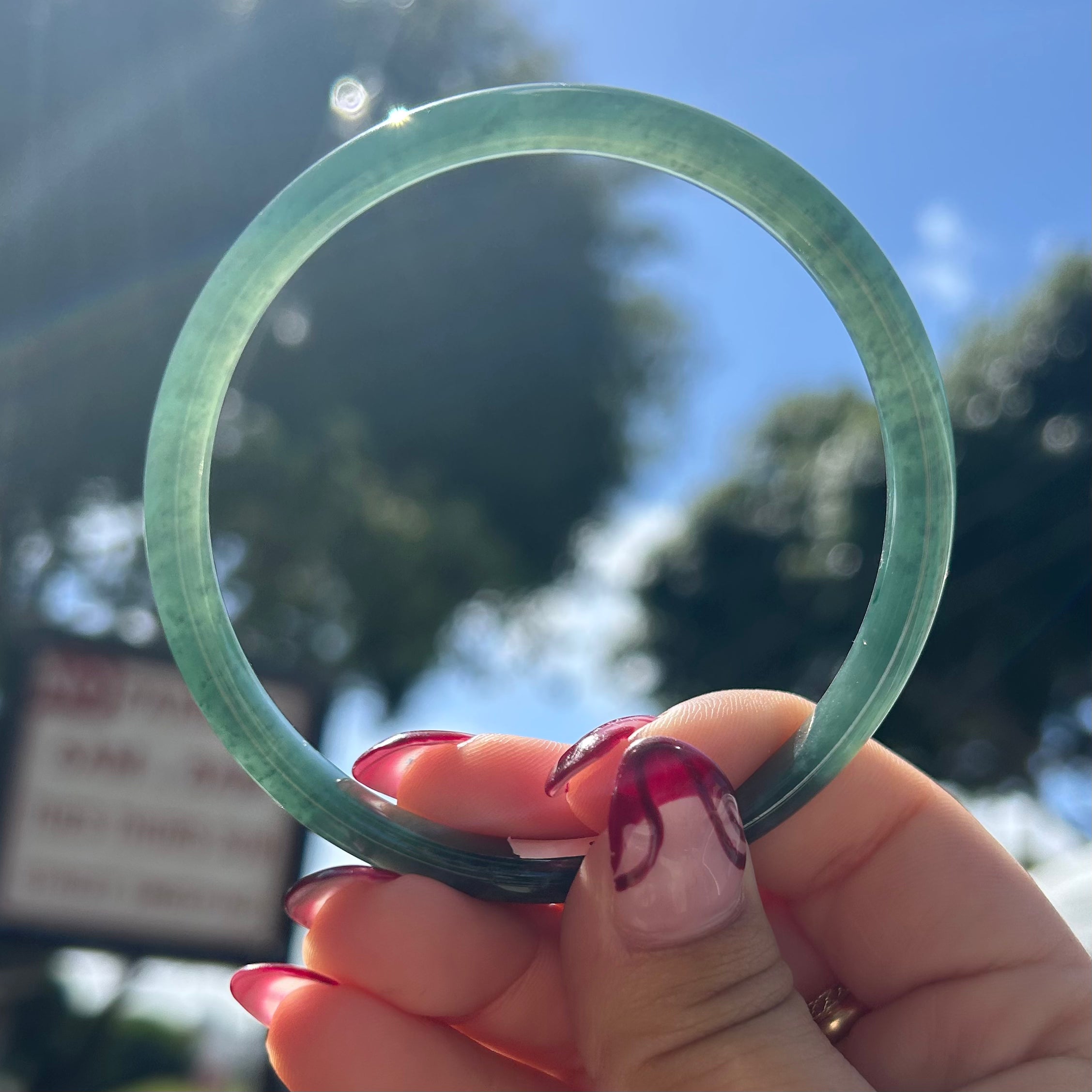ICY Green Blue Guatemalan Honey Jade Bangle 65mm