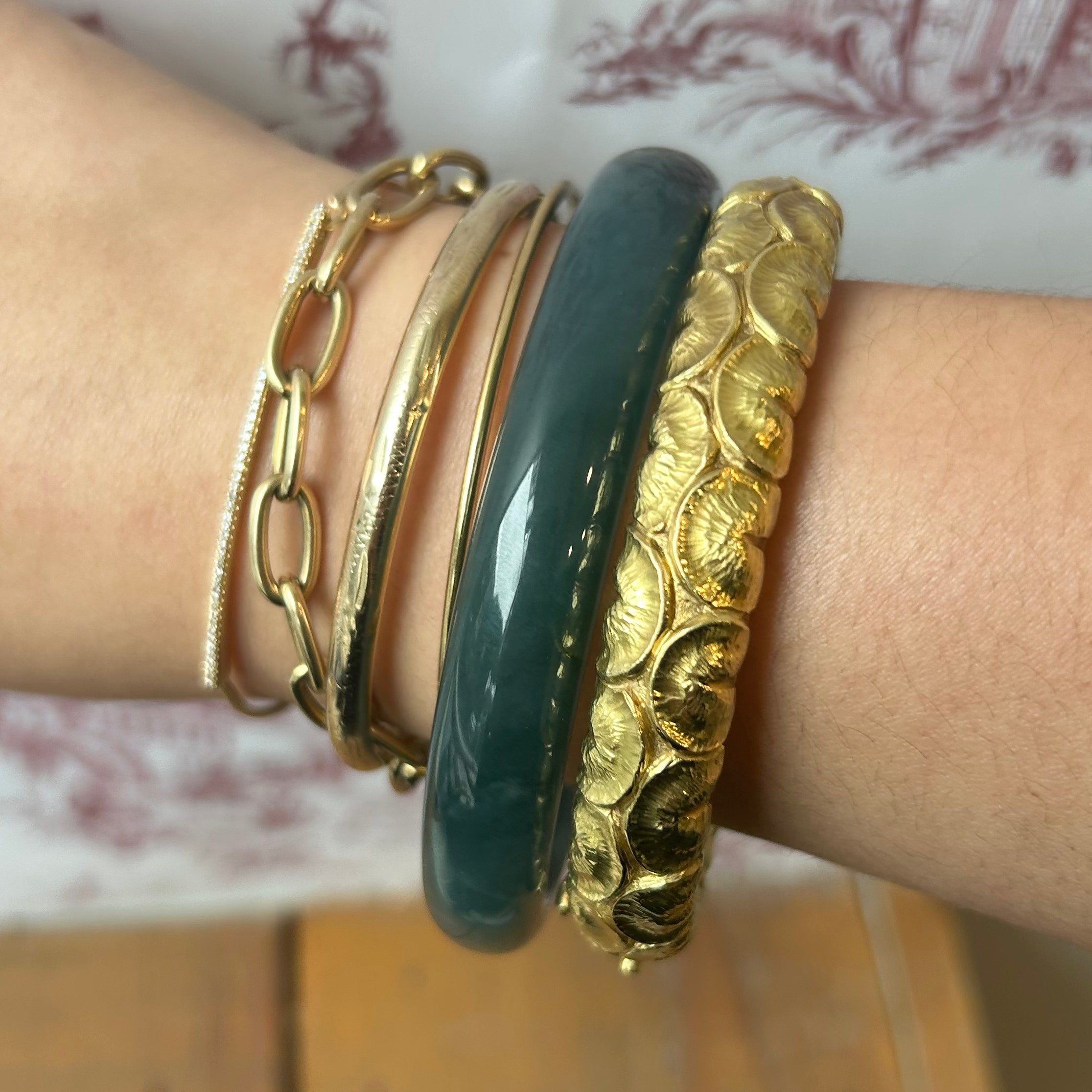 Green Blue Guatemalan Honey Jade Bangle 71mm