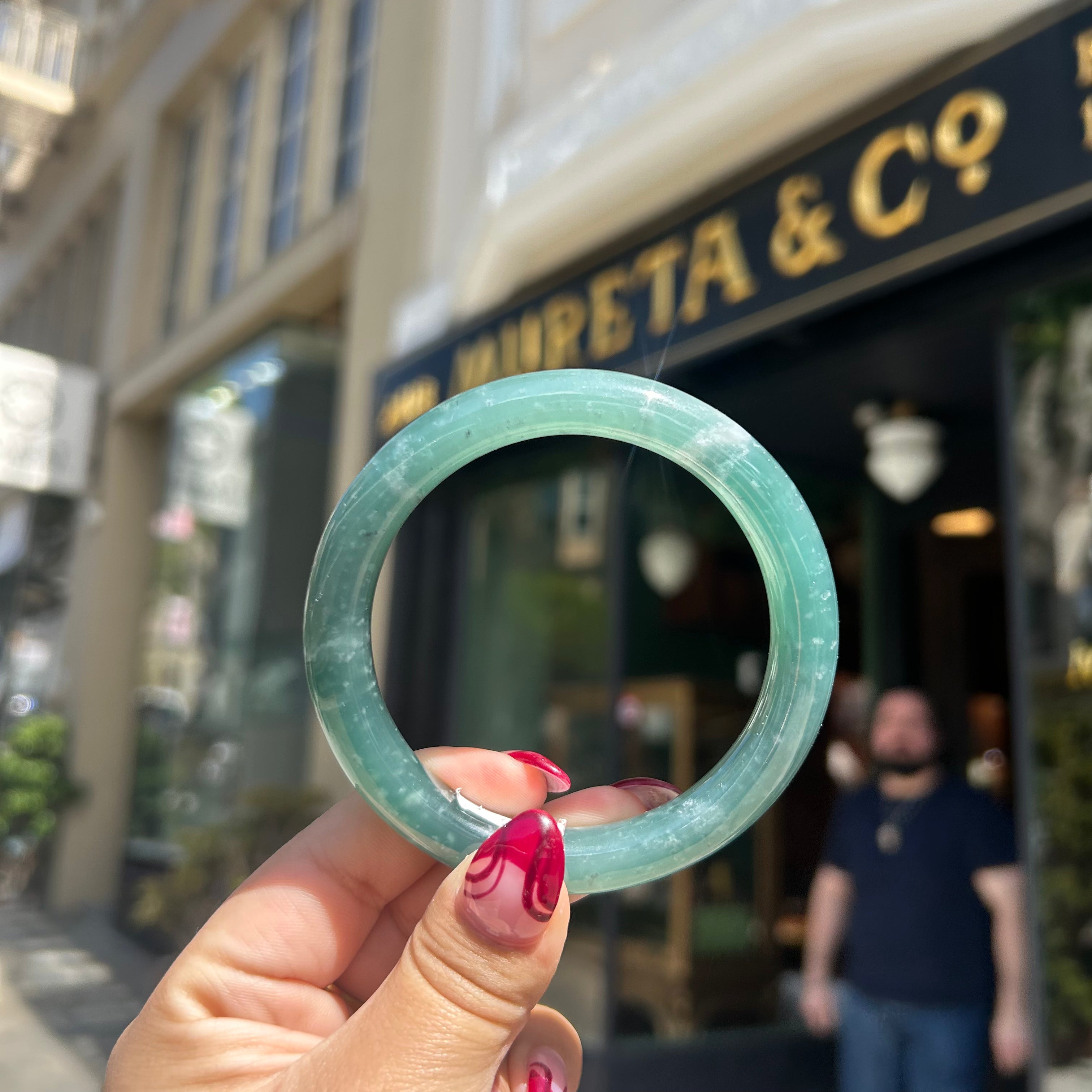 ICY Blue Guatemalan Honey Jade Bangle 62.5