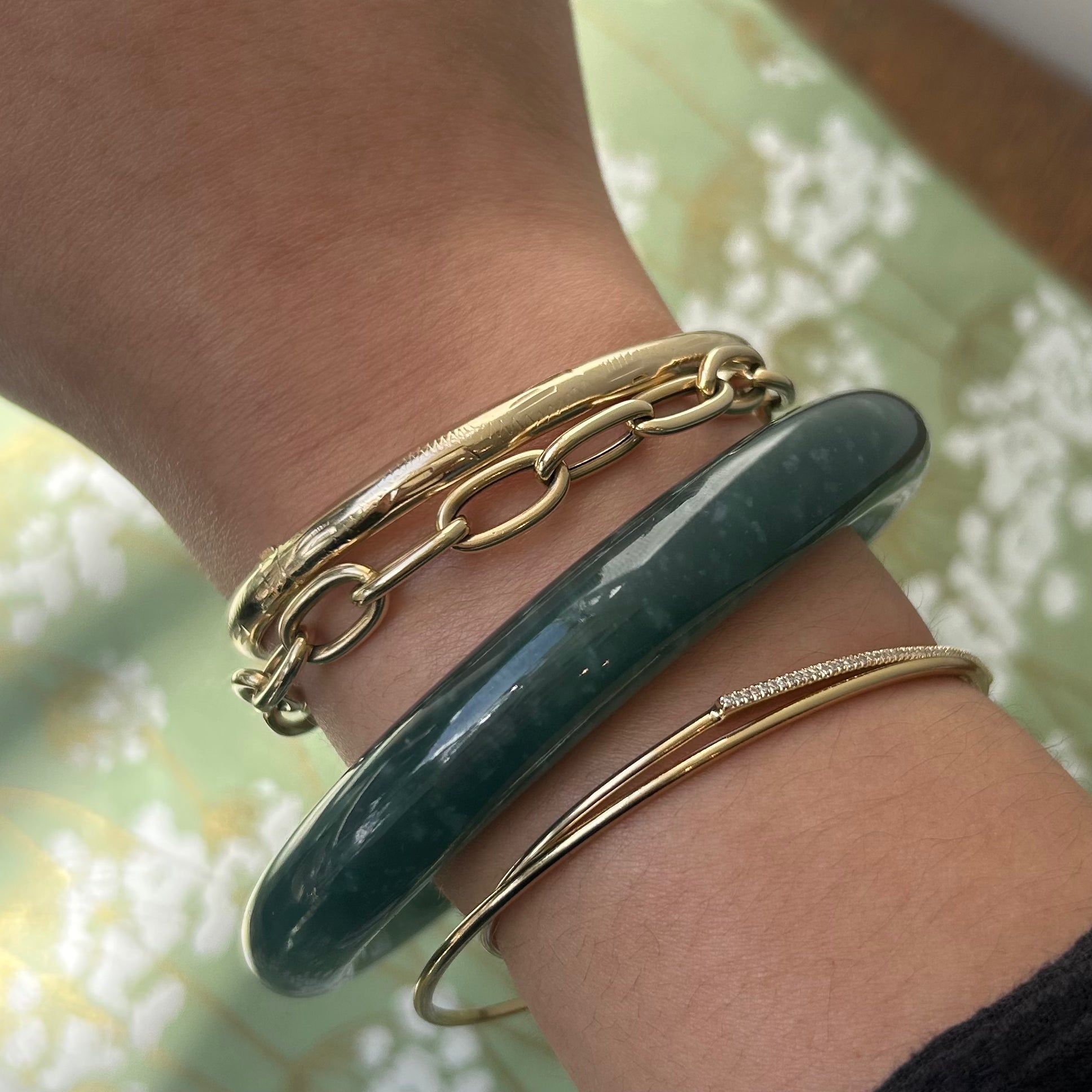 Green Blue Guatemalan Jade Bangle 65.5mm