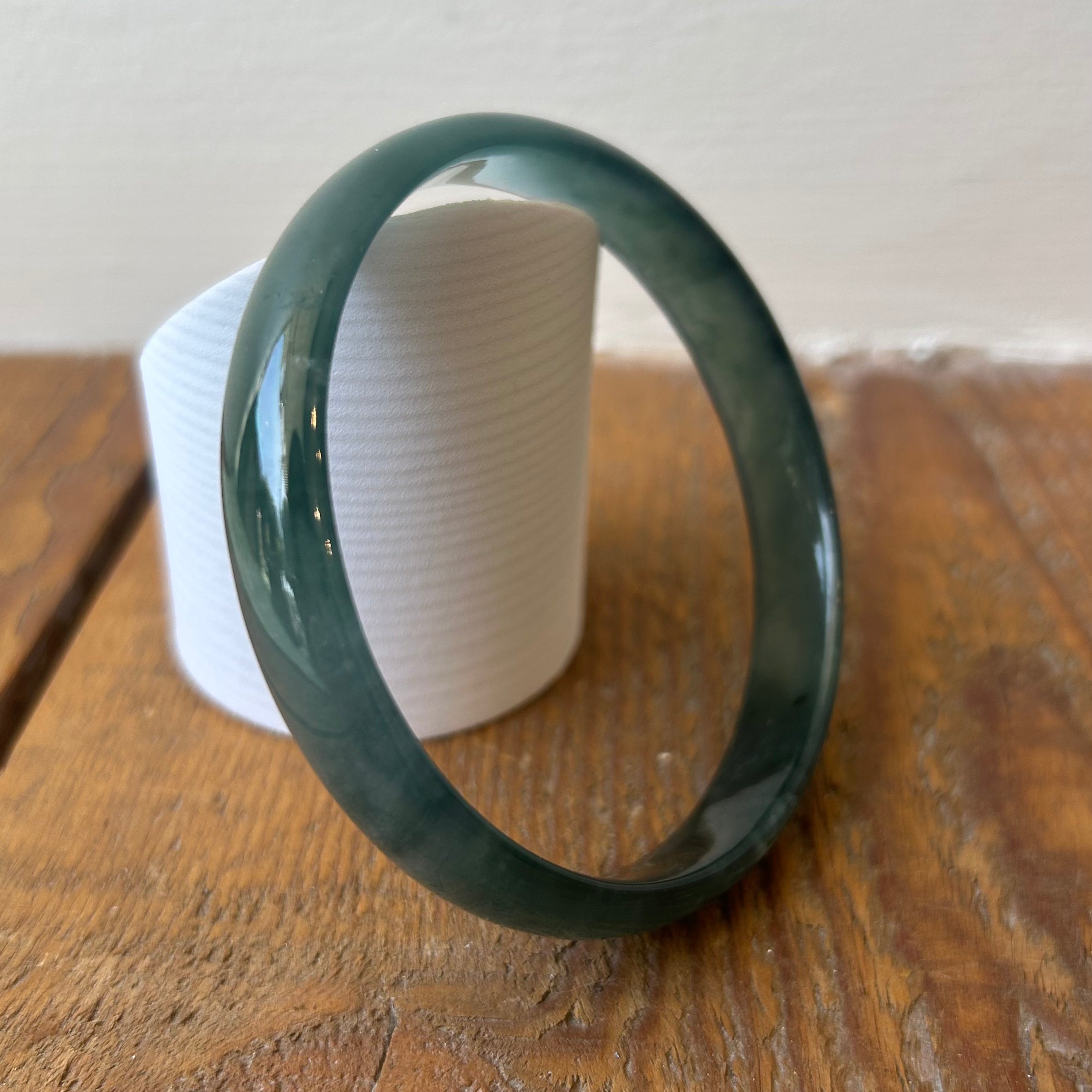 ICY Green Blue Guatemalan Honey Jade Bangle 67.5mm