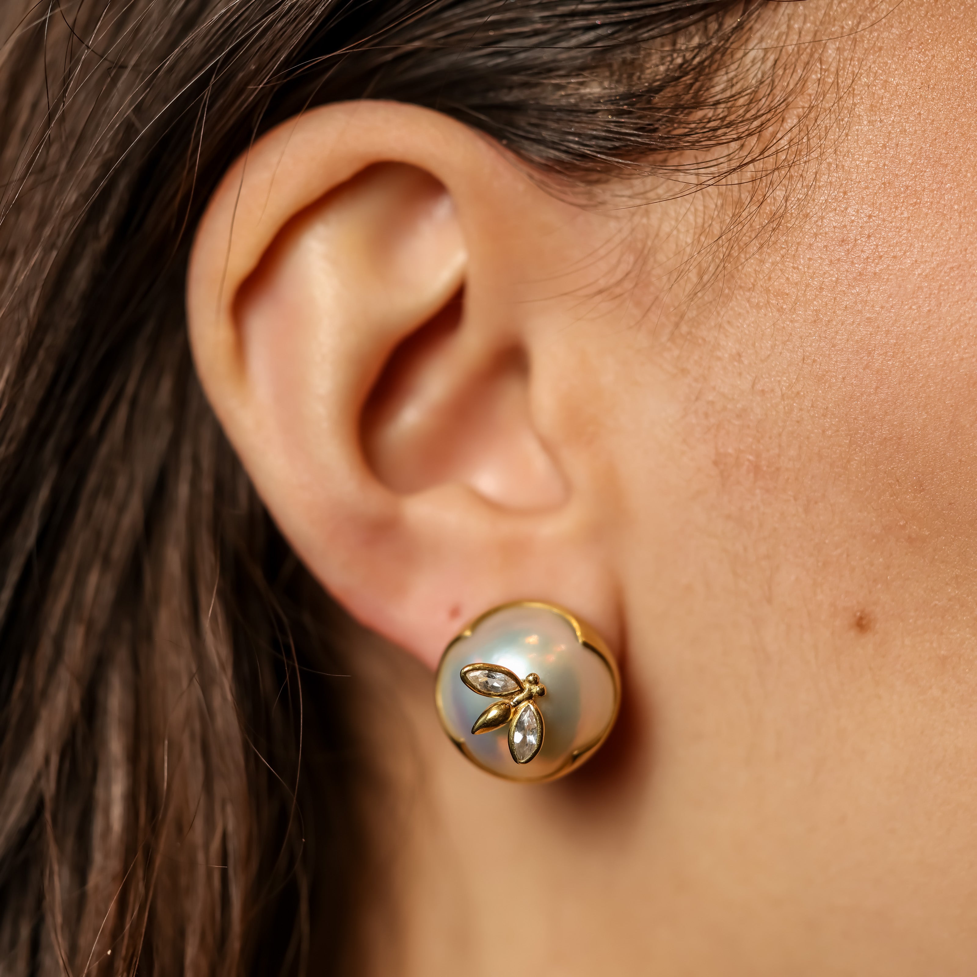 Gabriella Kiss 18K Mabe Pearl Fly Earrings