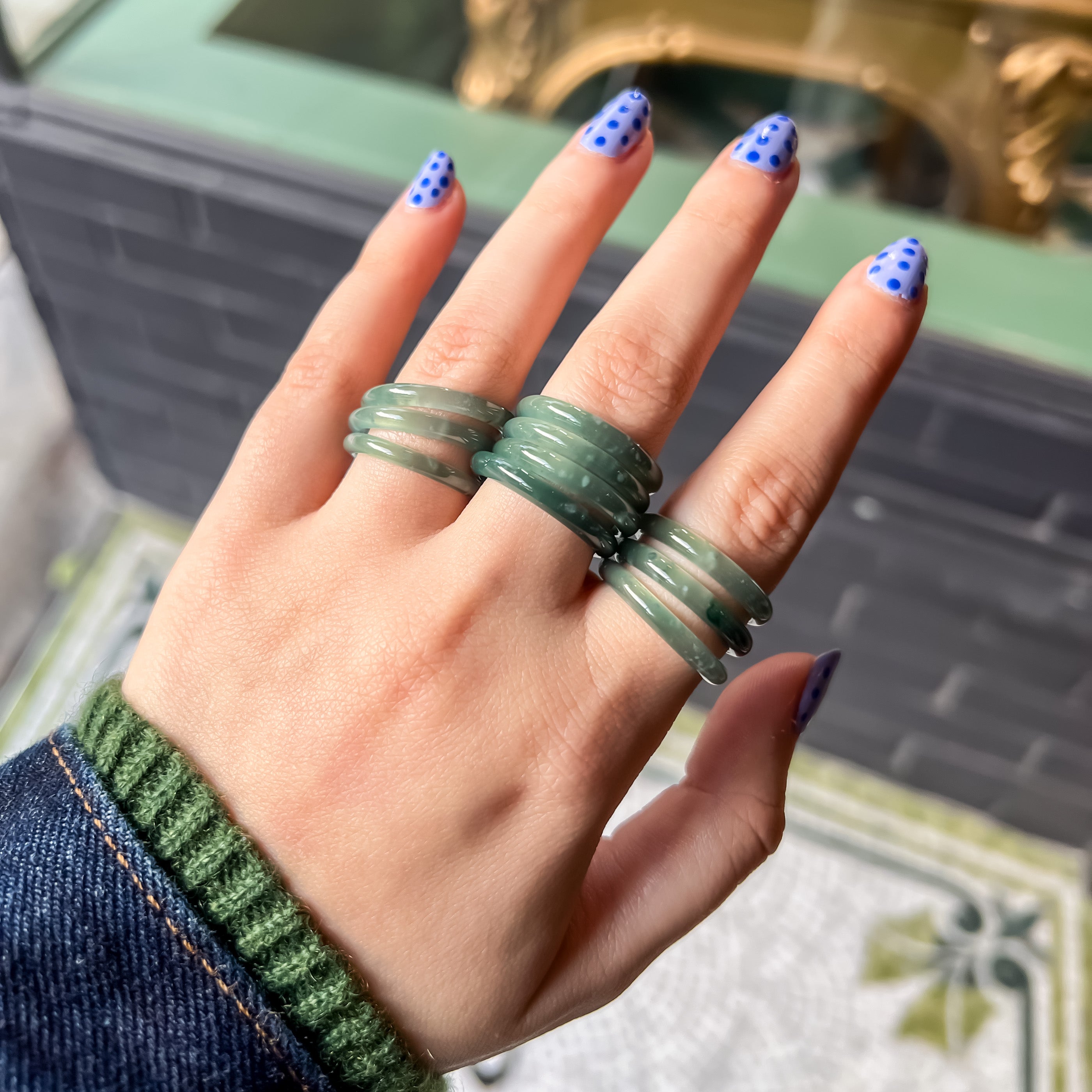 Thin Icy Blue-Green Natural Guatemalan Jade Band