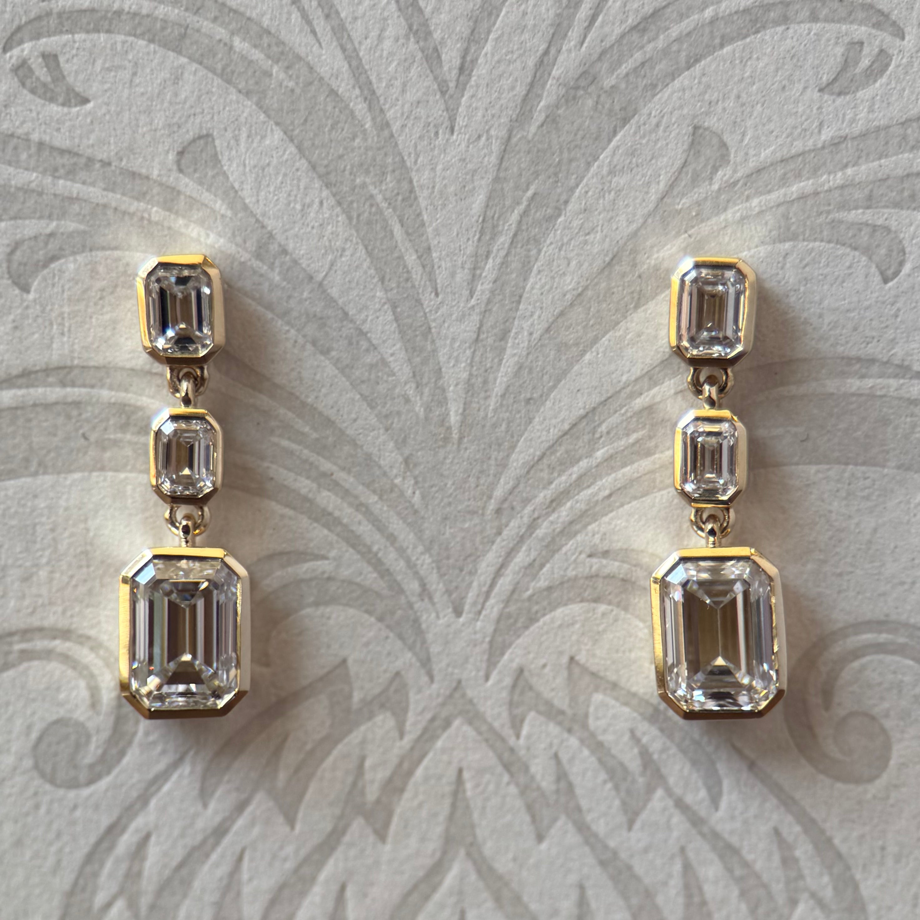 M & Co. Emerald Cut Bezel Drop Earrings