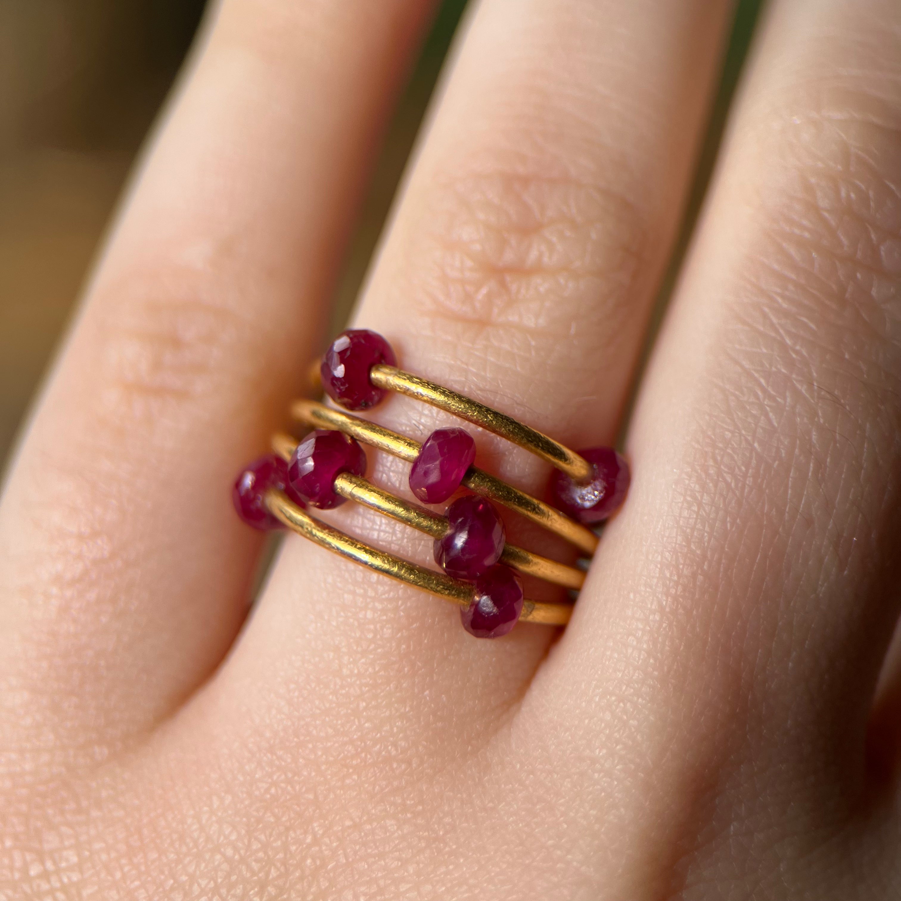 Gurhan 24k Yellow Gold & Ruby Coil Ring
