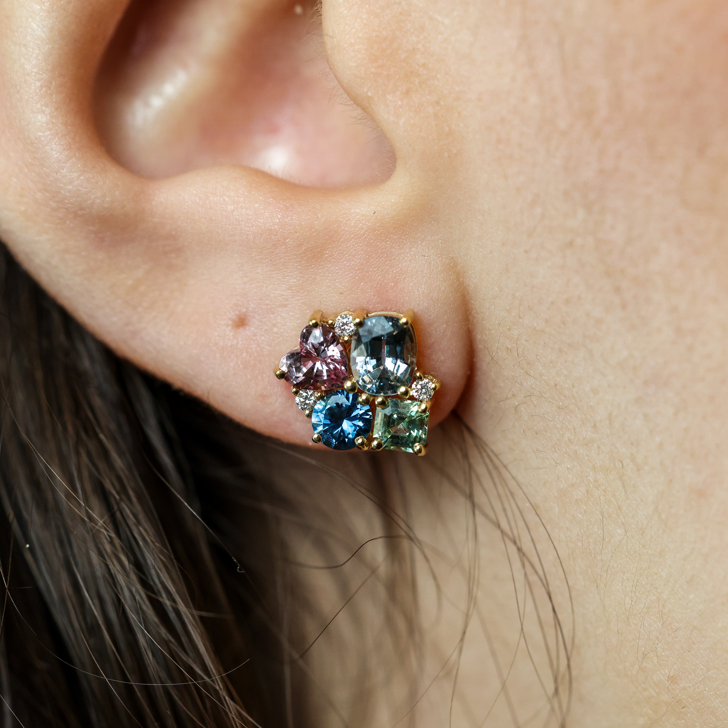 Multi-Shape Spinel Garnet Cluster Studs
