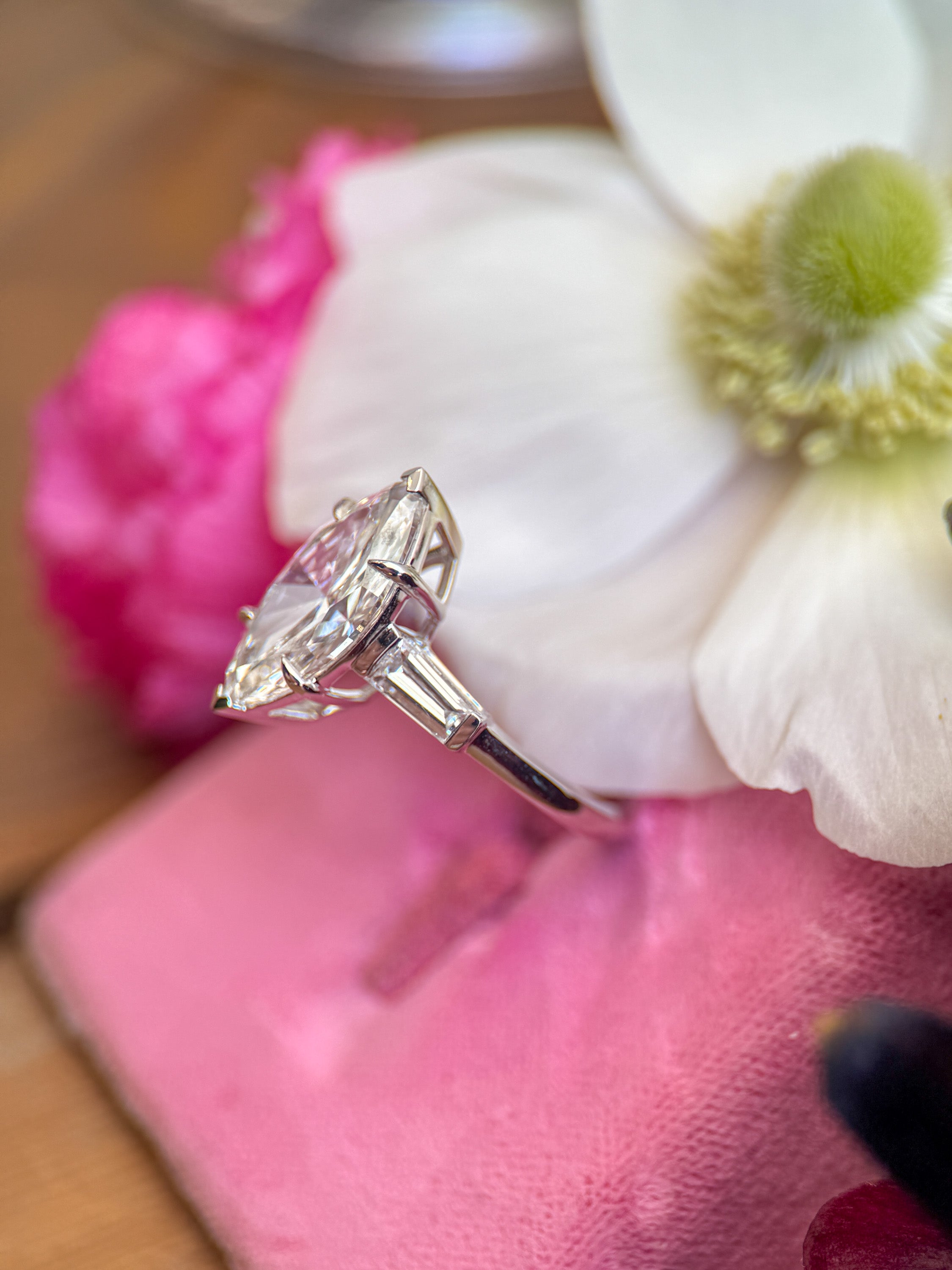 M & Co. Marquise Engagement Ring with Tapered Baguettes
