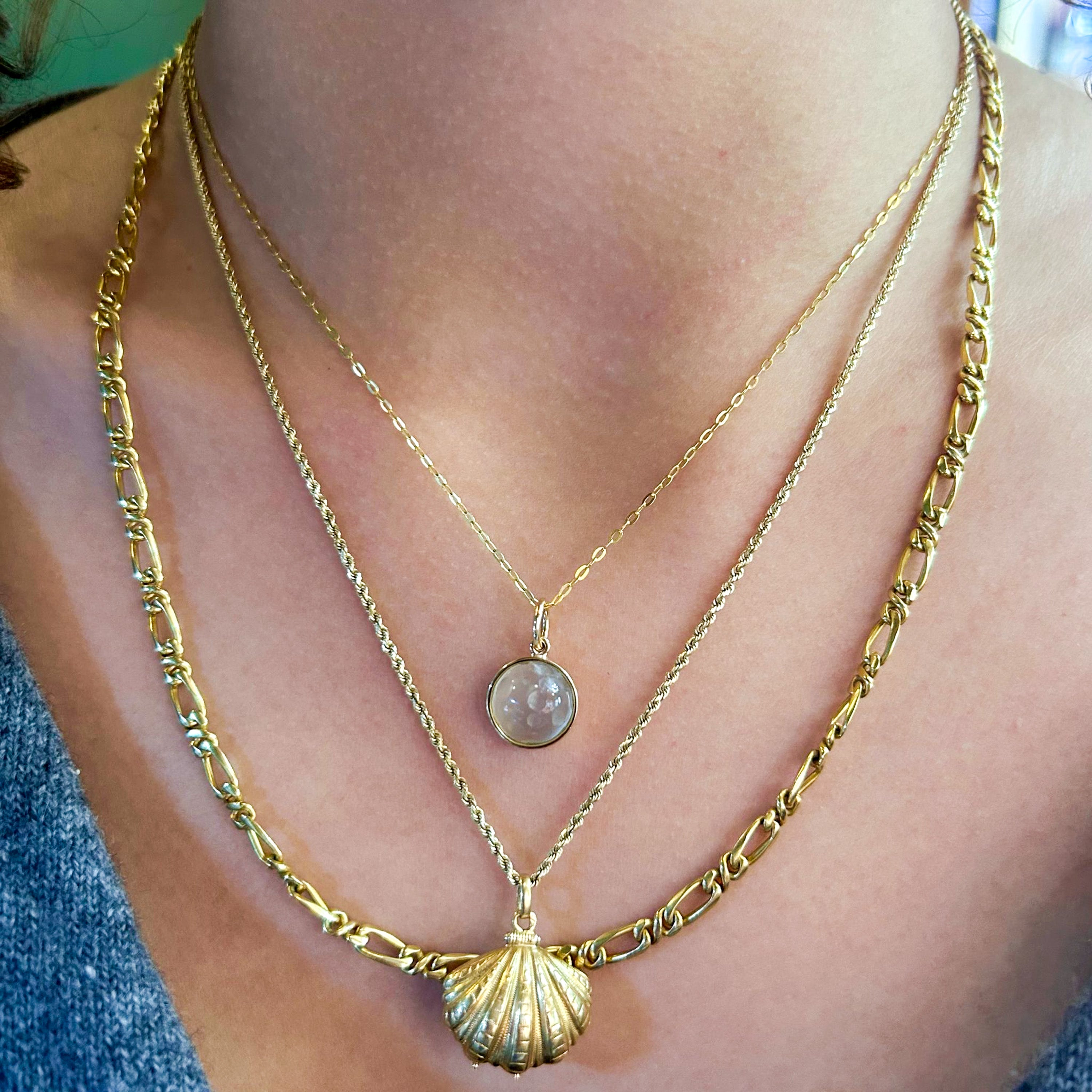 Hand-Carved Moonstone Moon Charm