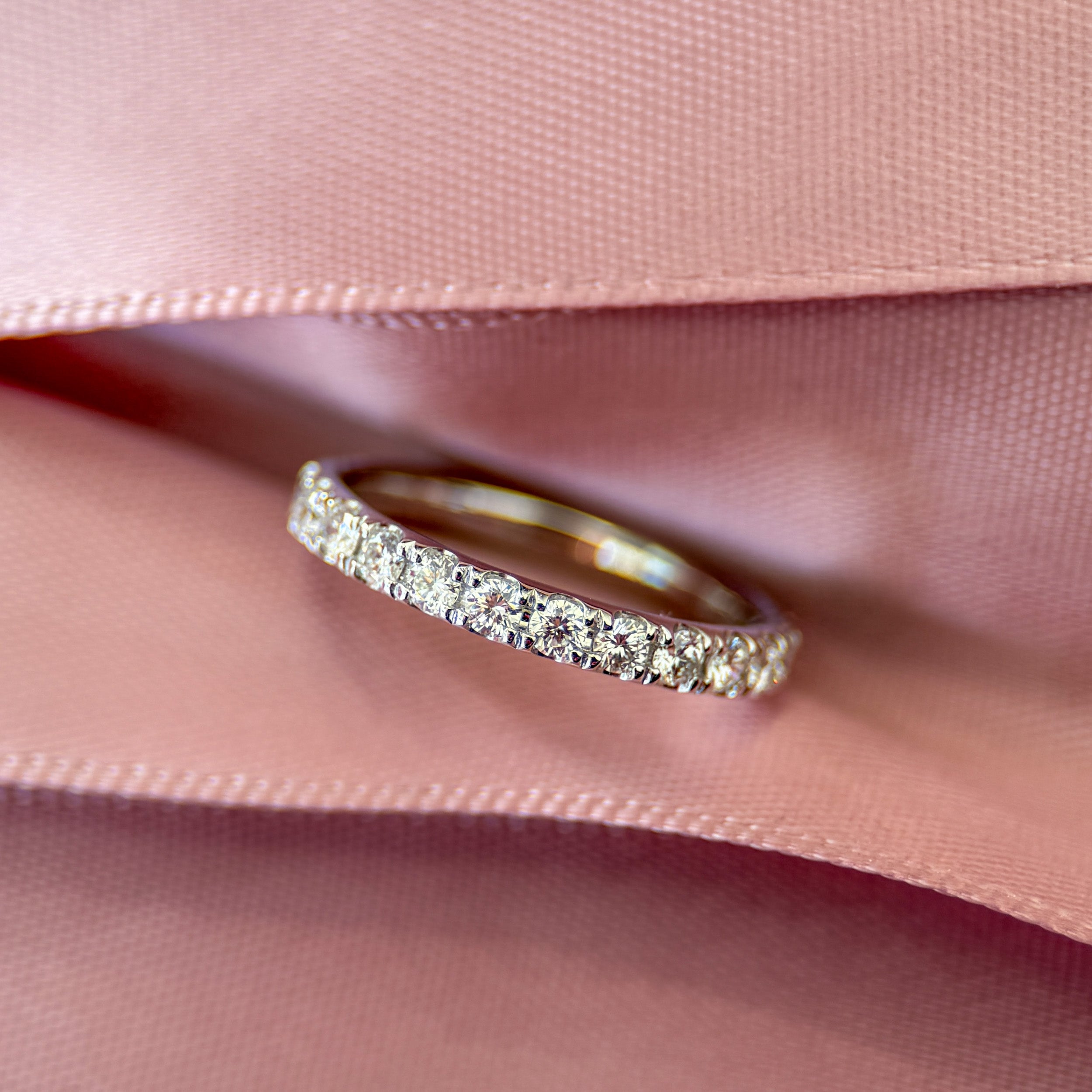 M & Co. White Gold Pavé Lab Diamond Half Eternity Band