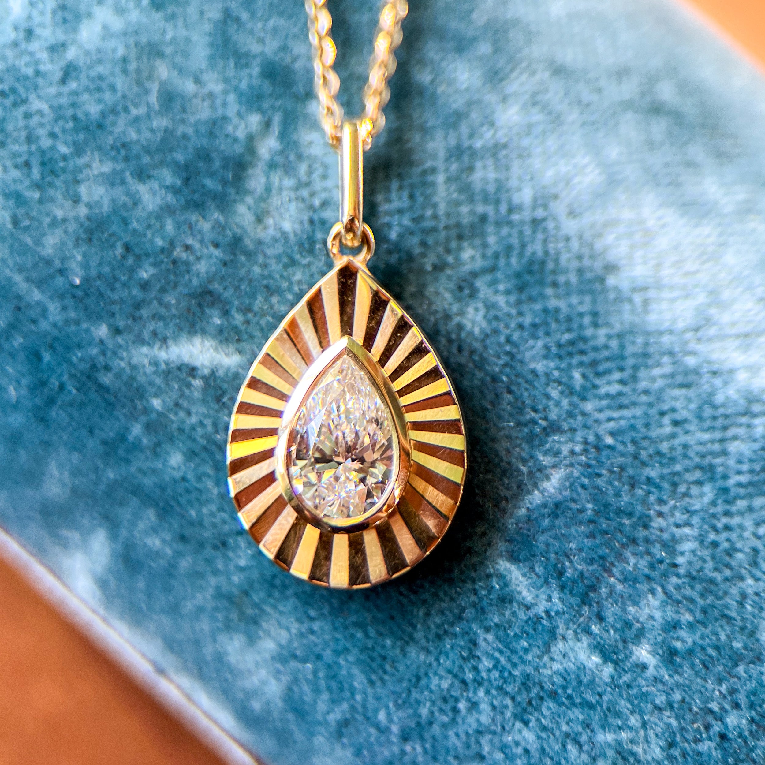 Lab Grown Diamond Pear Fluted Bezel Pendant