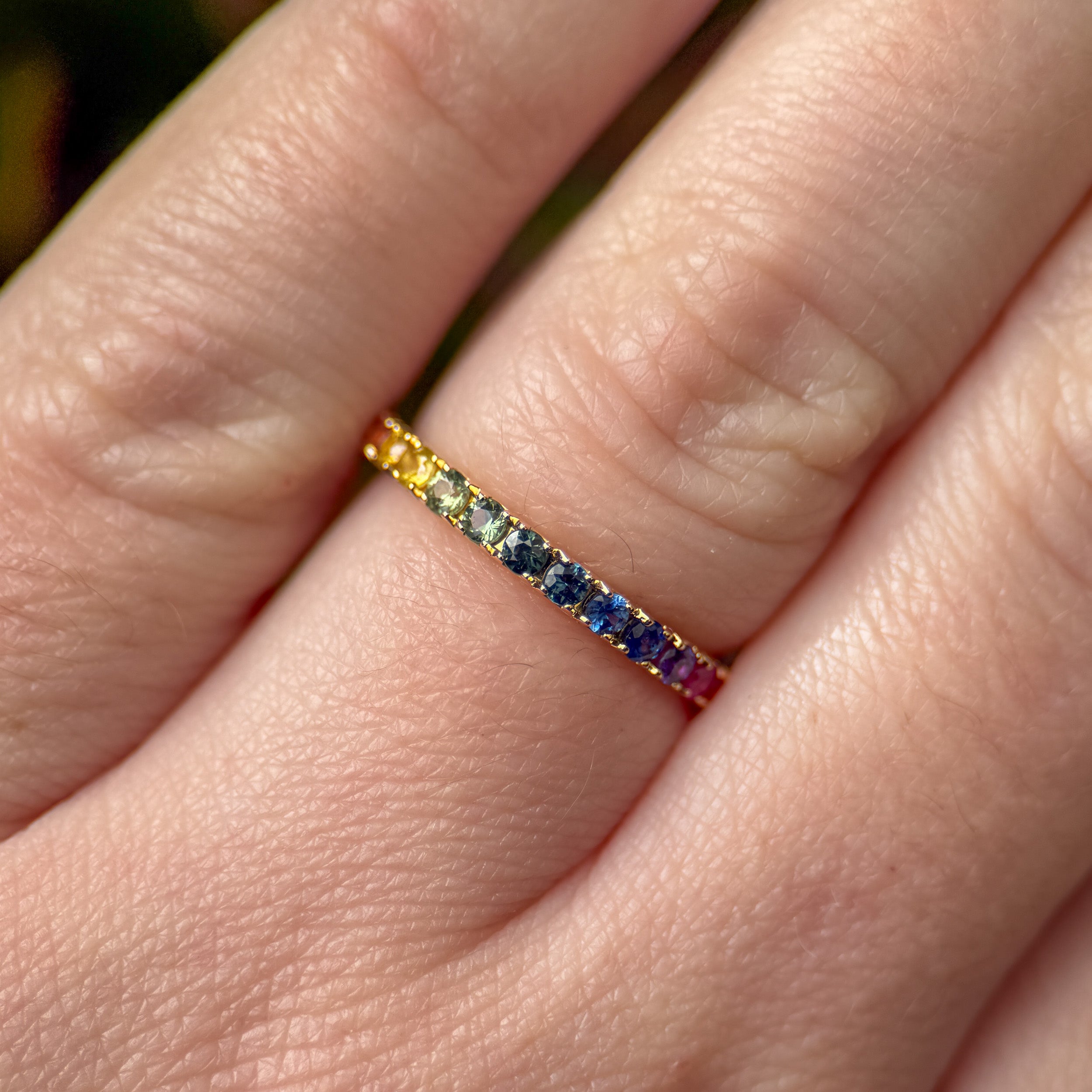 Rainbow Sapphire 2MM Eternity Ring
