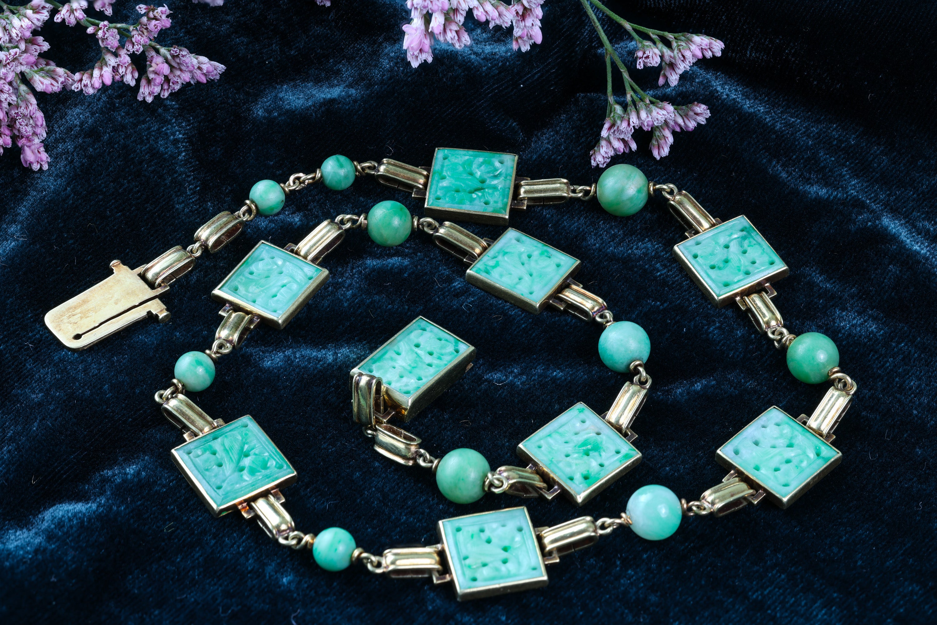 Vintage Carved Jade Necklace