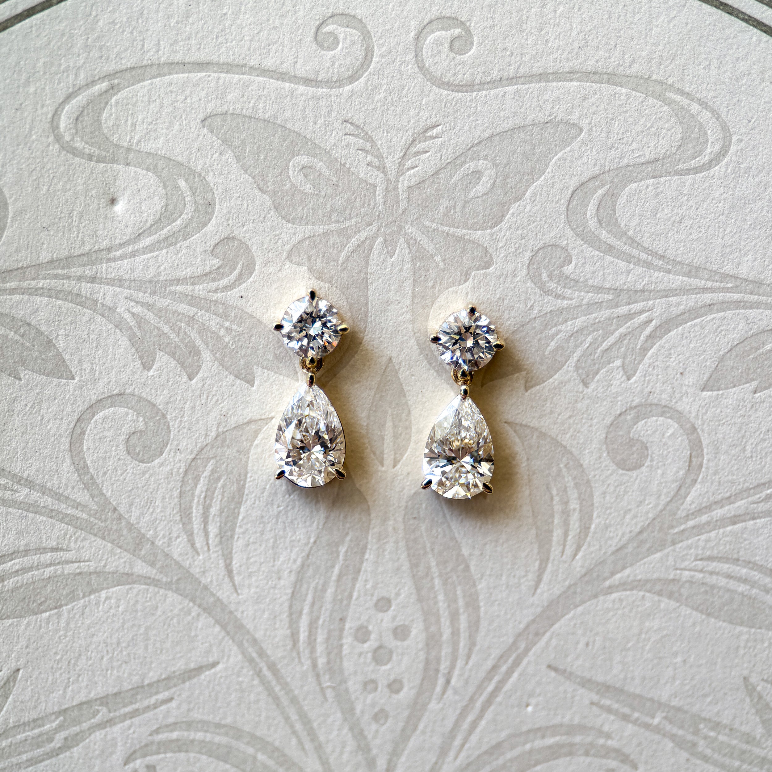 M & Co. Lab Grown Diamond Round & Pear Drop Earrings