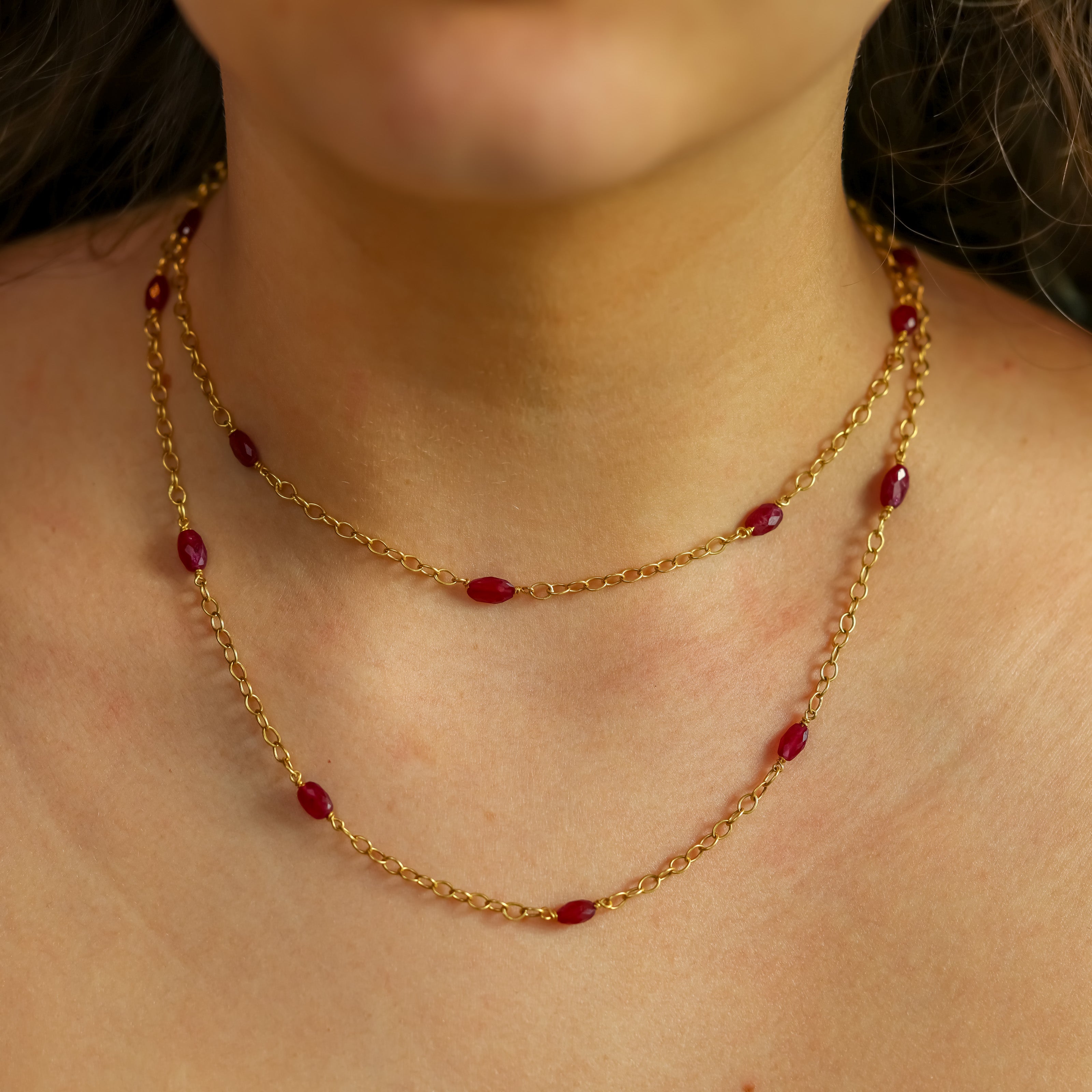 Gurhan 22K Yellow Gold Ruby Bead Necklace