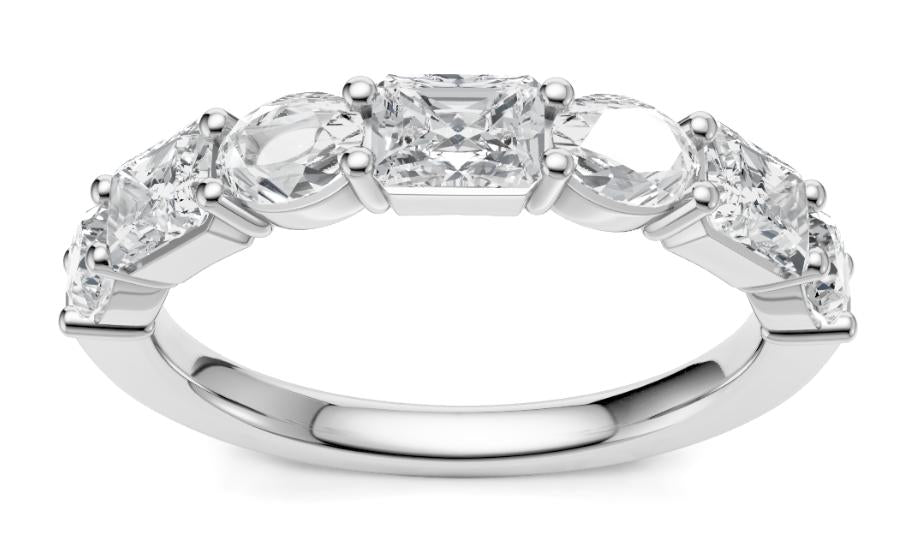 Platinum Band Ring with 1.35ct Emerald-Cut Diamonds VVS2 F