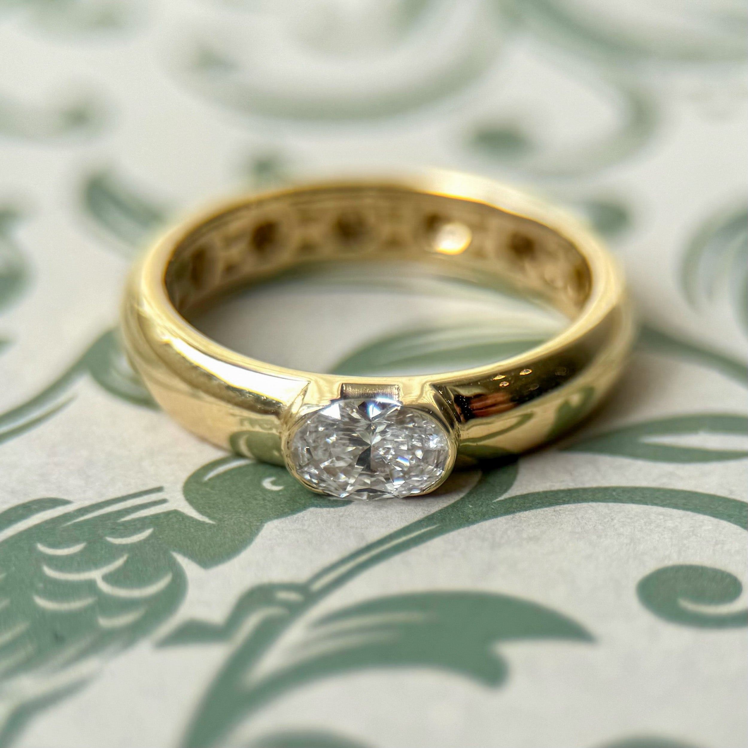 M & Co. East West Wide Oval Diamond Ring