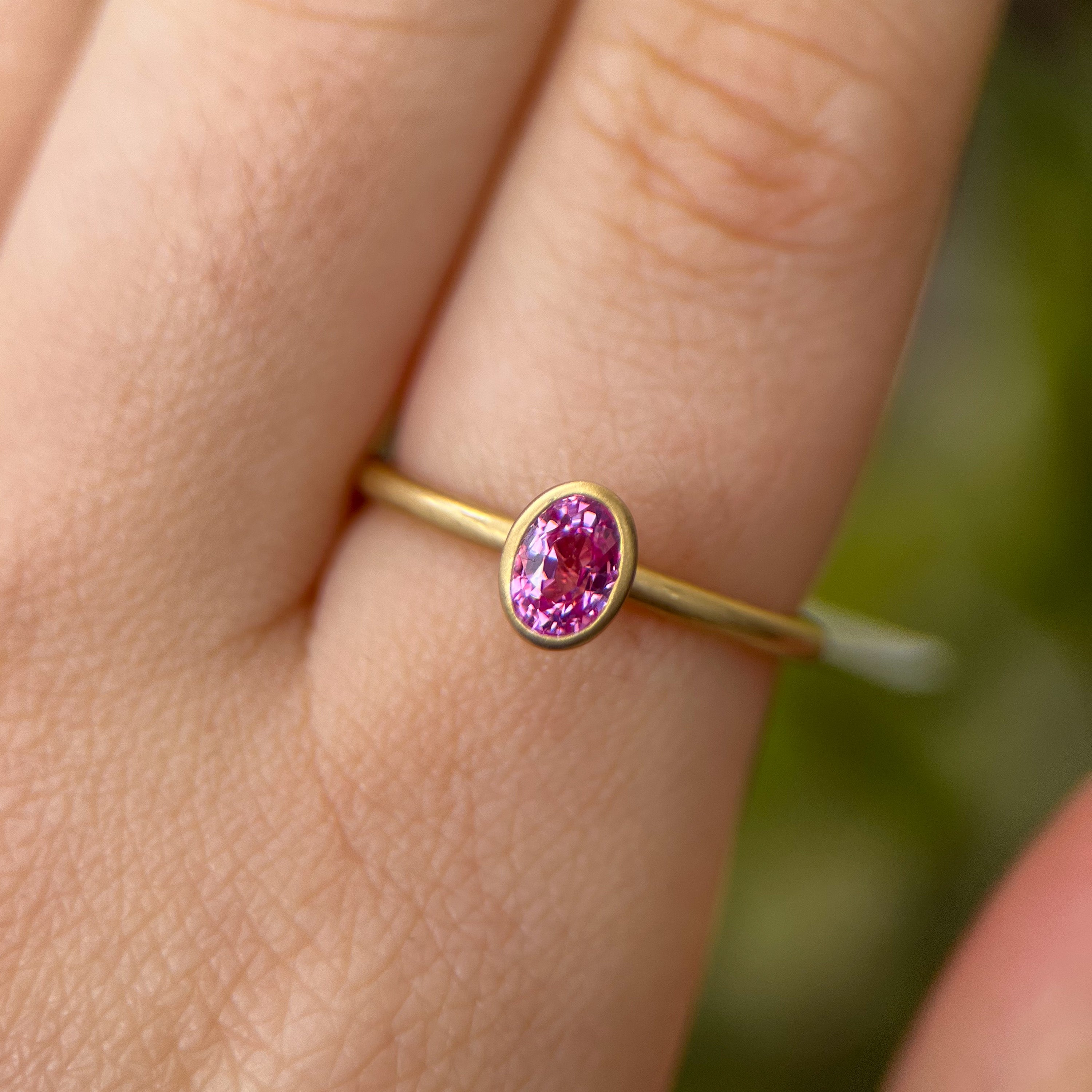 Oval Pink Sapphire Yumdrop Ring