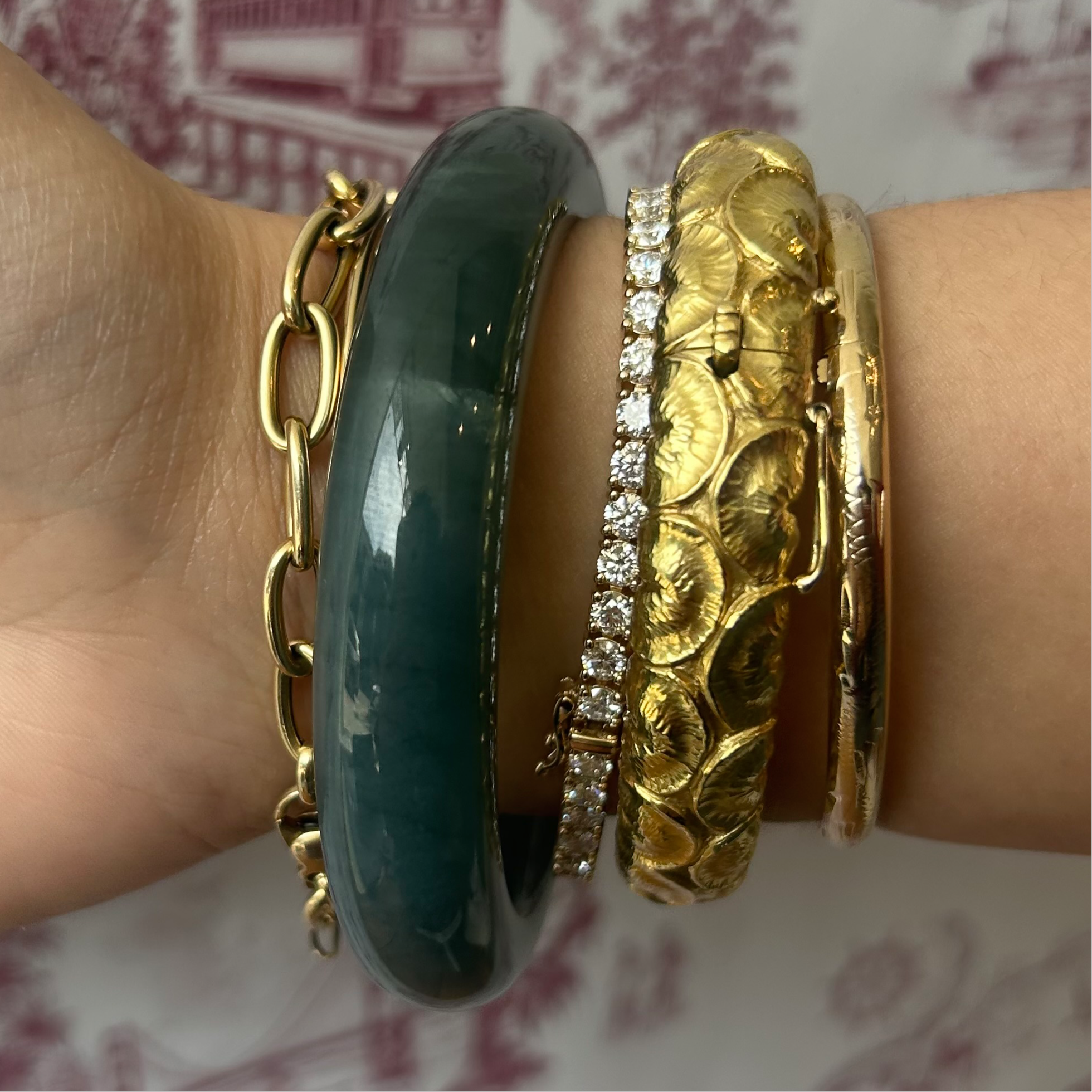 Green Blue Guatemalan Jade Bangle 62.5 mm