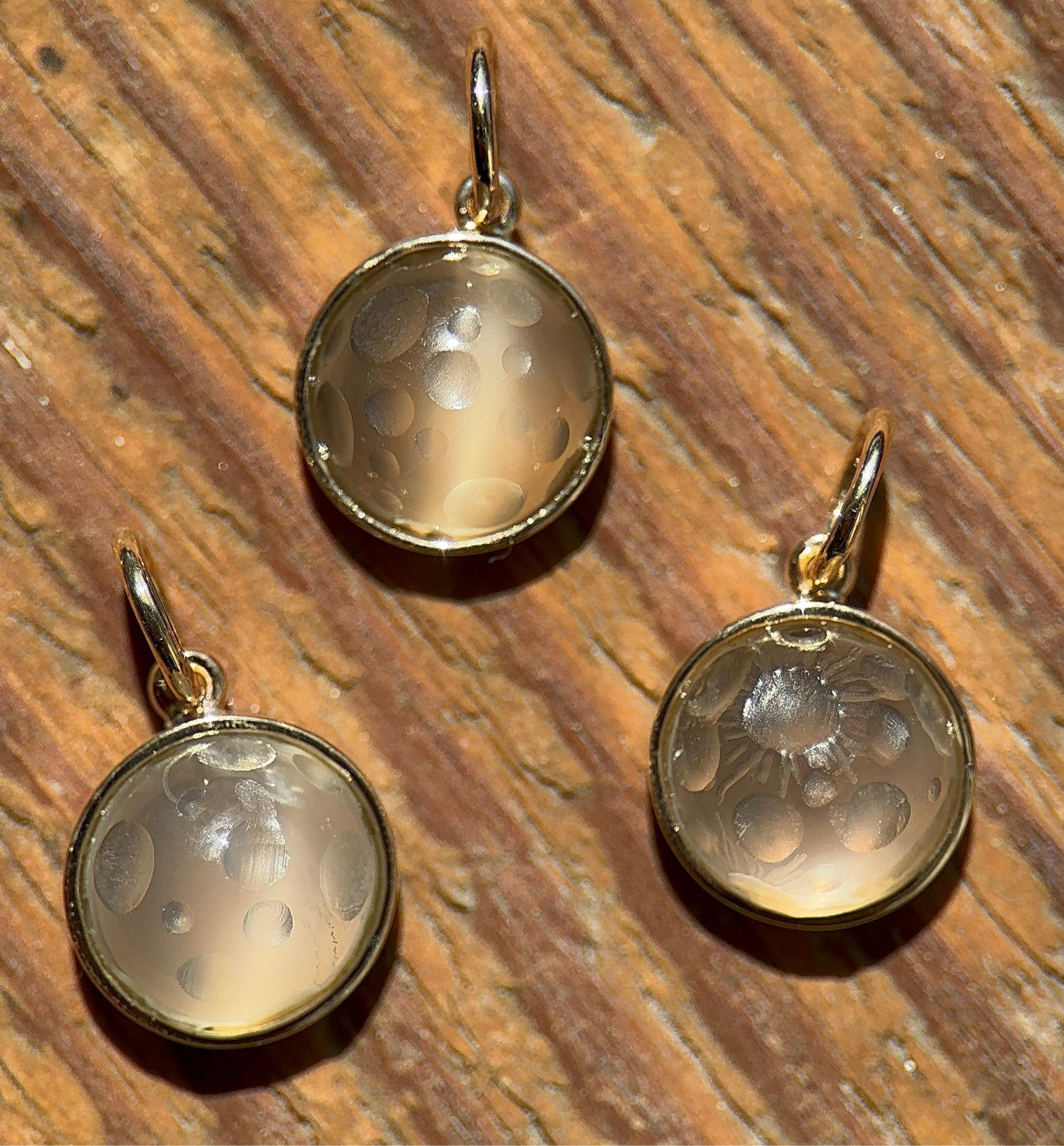 Hand-Carved Moonstone Moon Charm