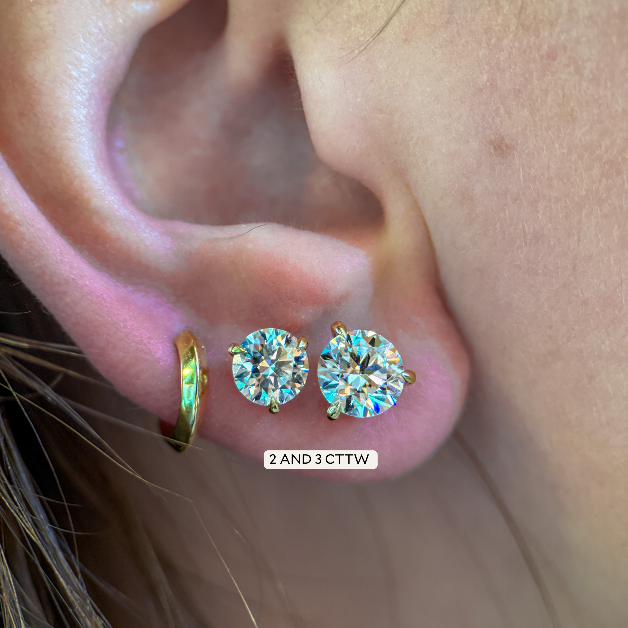 M & Co. 3-Prong Martini Setting Diamond Stud Earrings