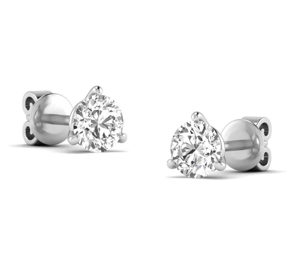 M & Co. 3-Prong Martini Setting Diamond Stud Earrings