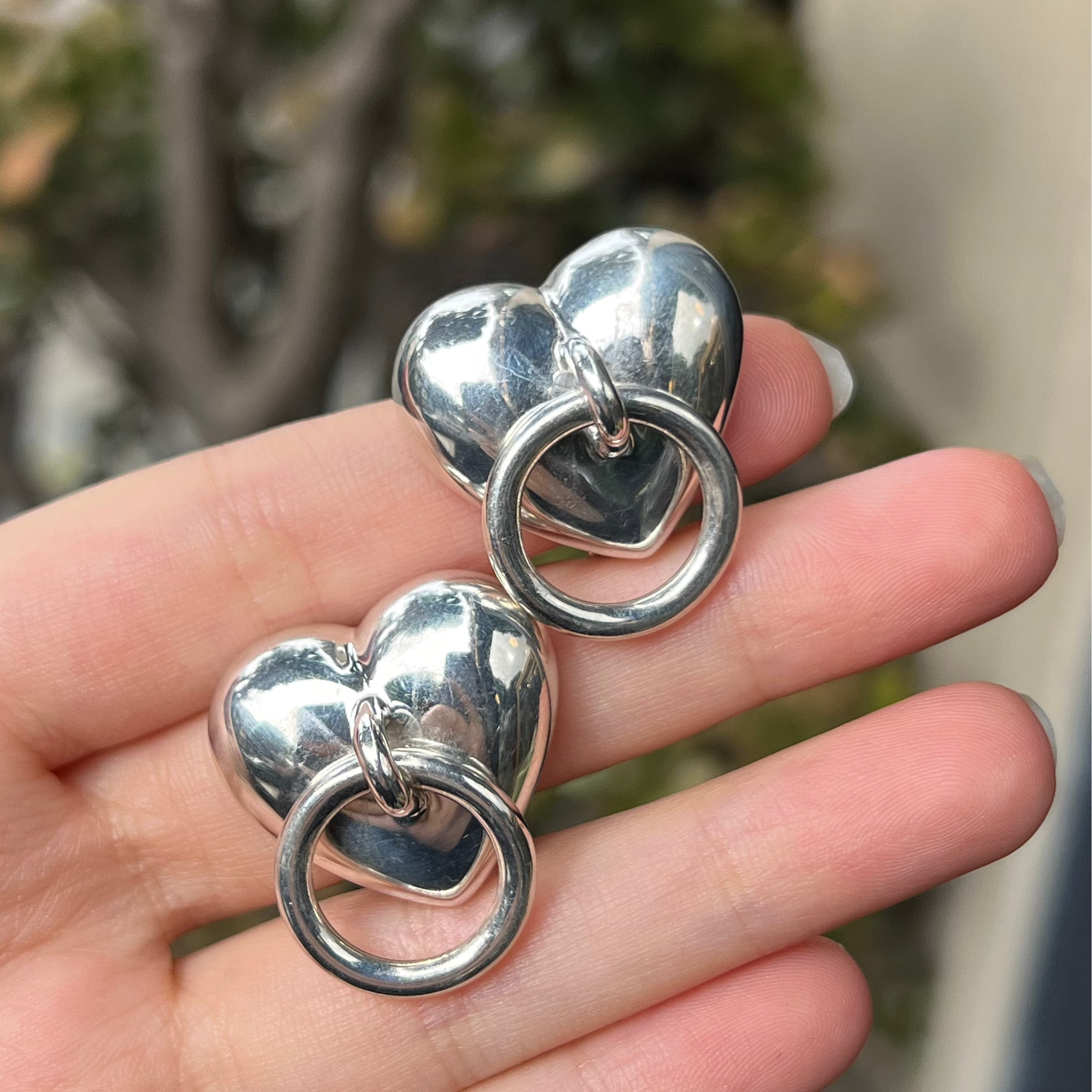 Vintage Tiffany & Co. Sterling Silver Heart Door Knocker Earrings