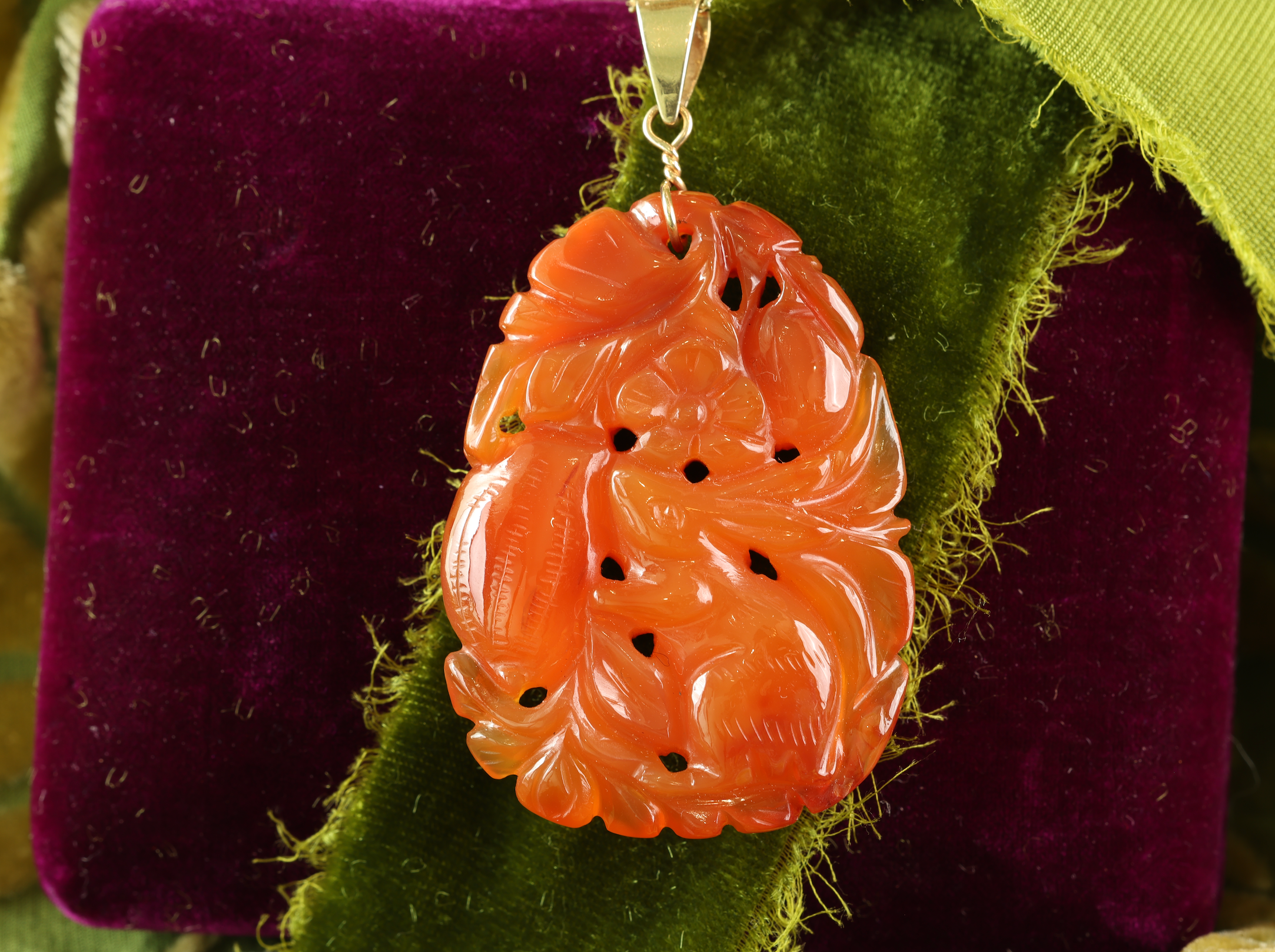 Gump's Carved Carnelian Pendant